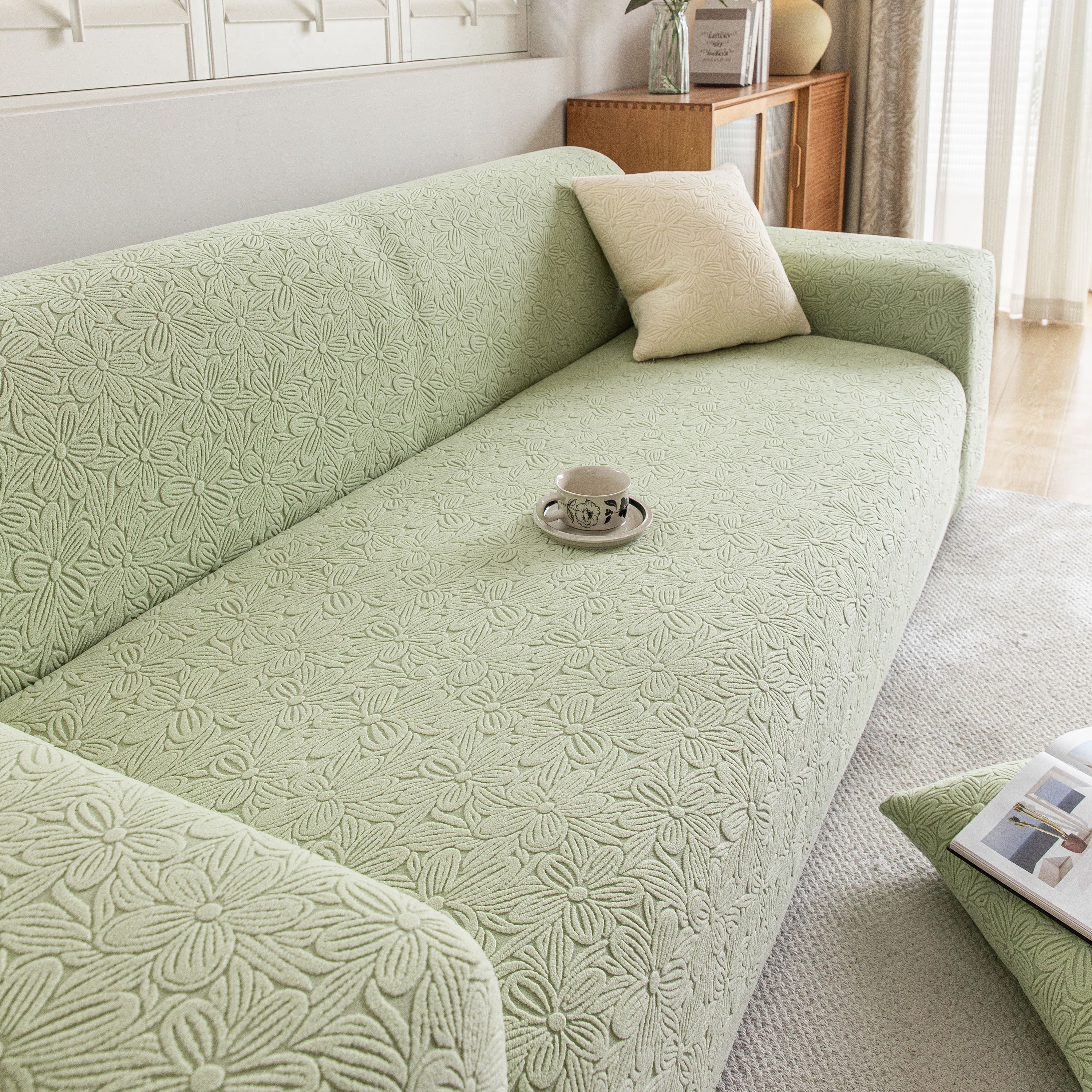 High Elastic Floral Couch Slipcover, Jacquard Stretch Non-Slip Furniture Protector - Image 28
