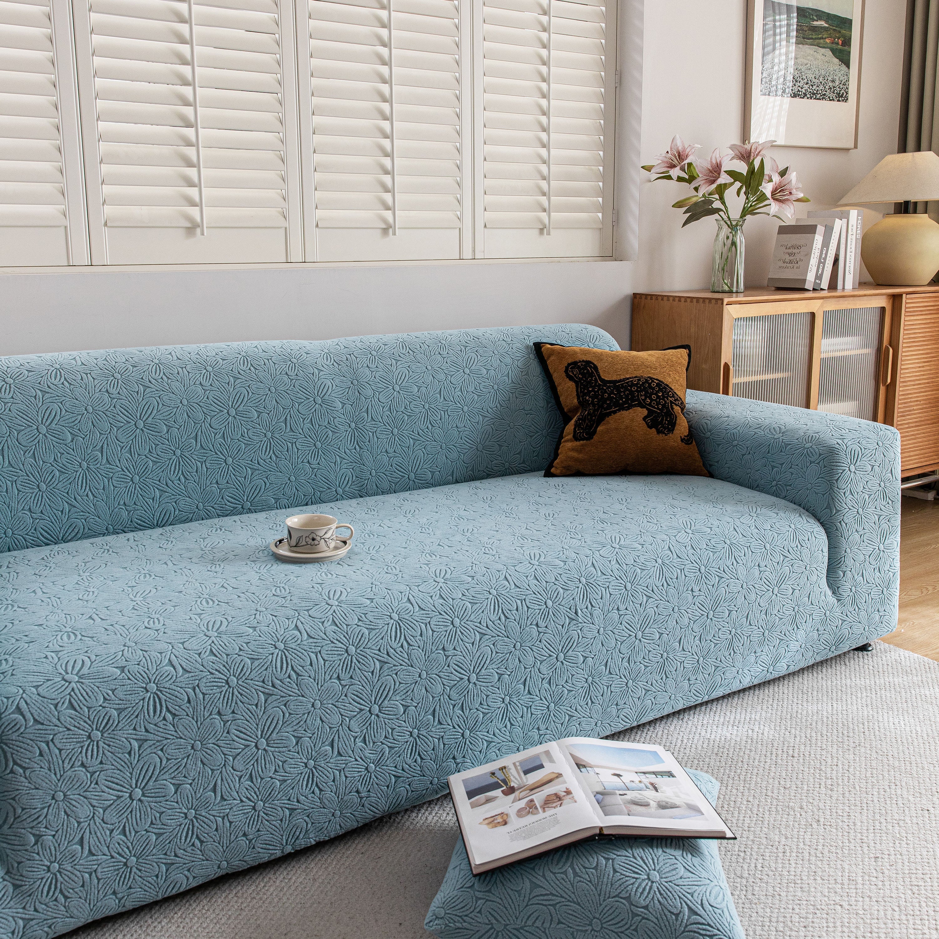 High Elastic Floral Couch Slipcover, Jacquard Stretch Non-Slip Furniture Protector - Image 3