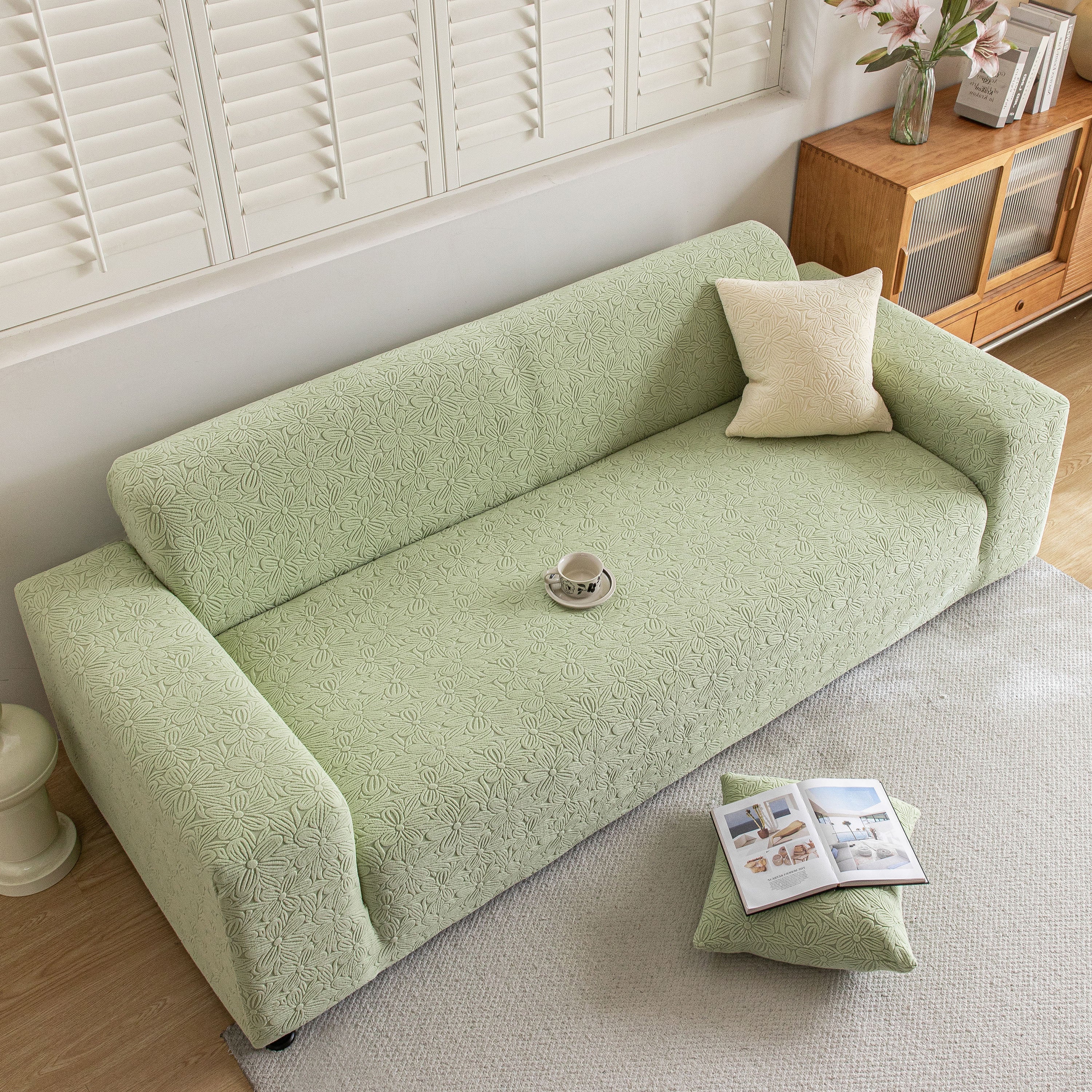 High Elastic Floral Couch Slipcover, Jacquard Stretch Non-Slip Furniture Protector - Image 30