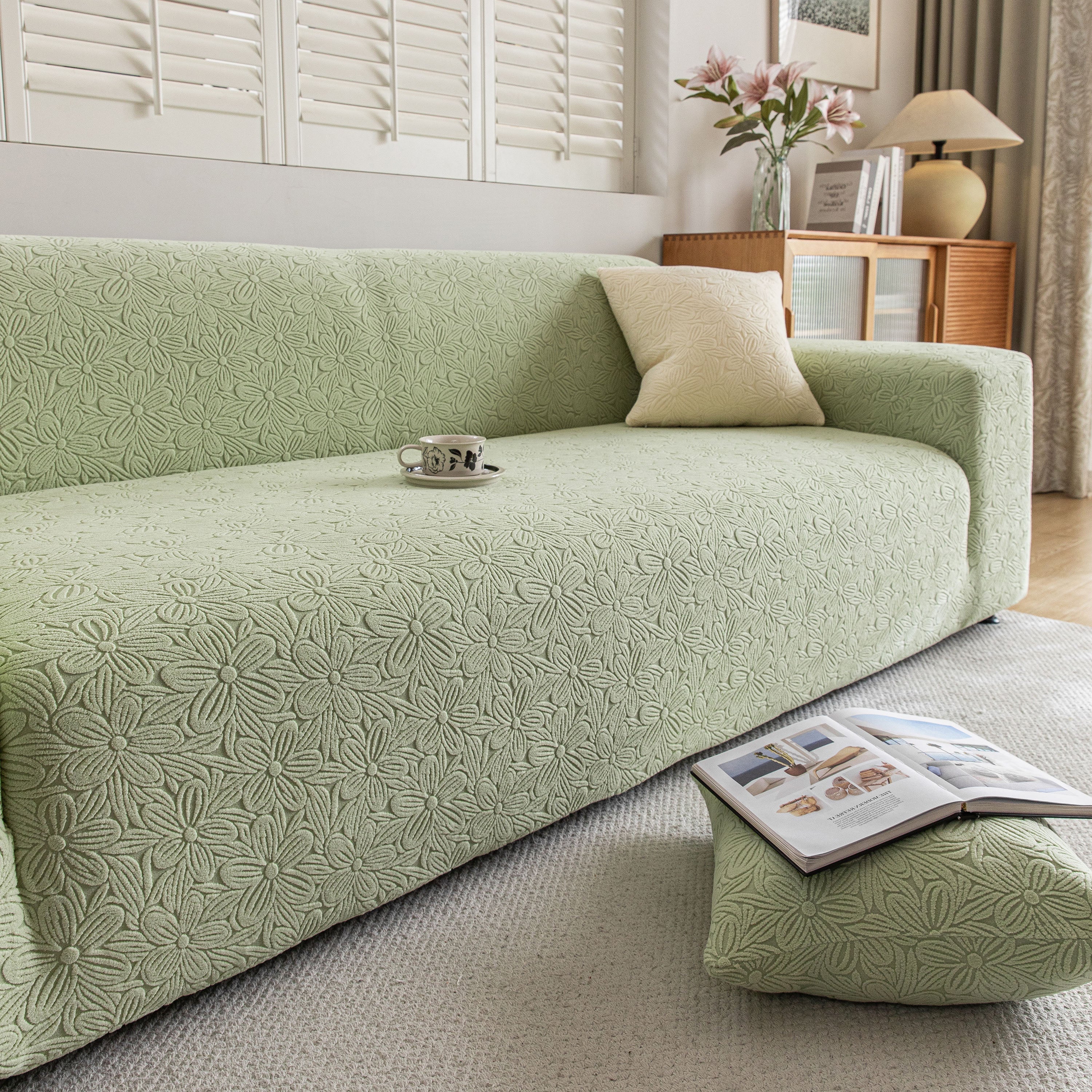 High Elastic Floral Couch Slipcover, Jacquard Stretch Non-Slip Furniture Protector - Image 31