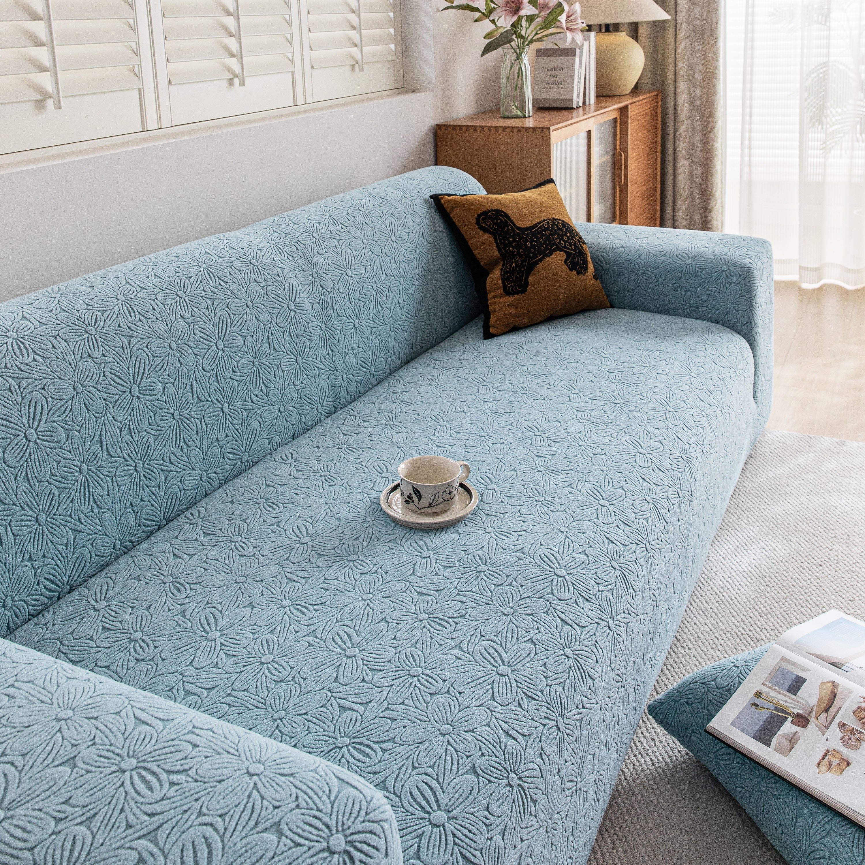 High Elastic Floral Couch Slipcover, Jacquard Stretch Non-Slip Furniture Protector - Image 4