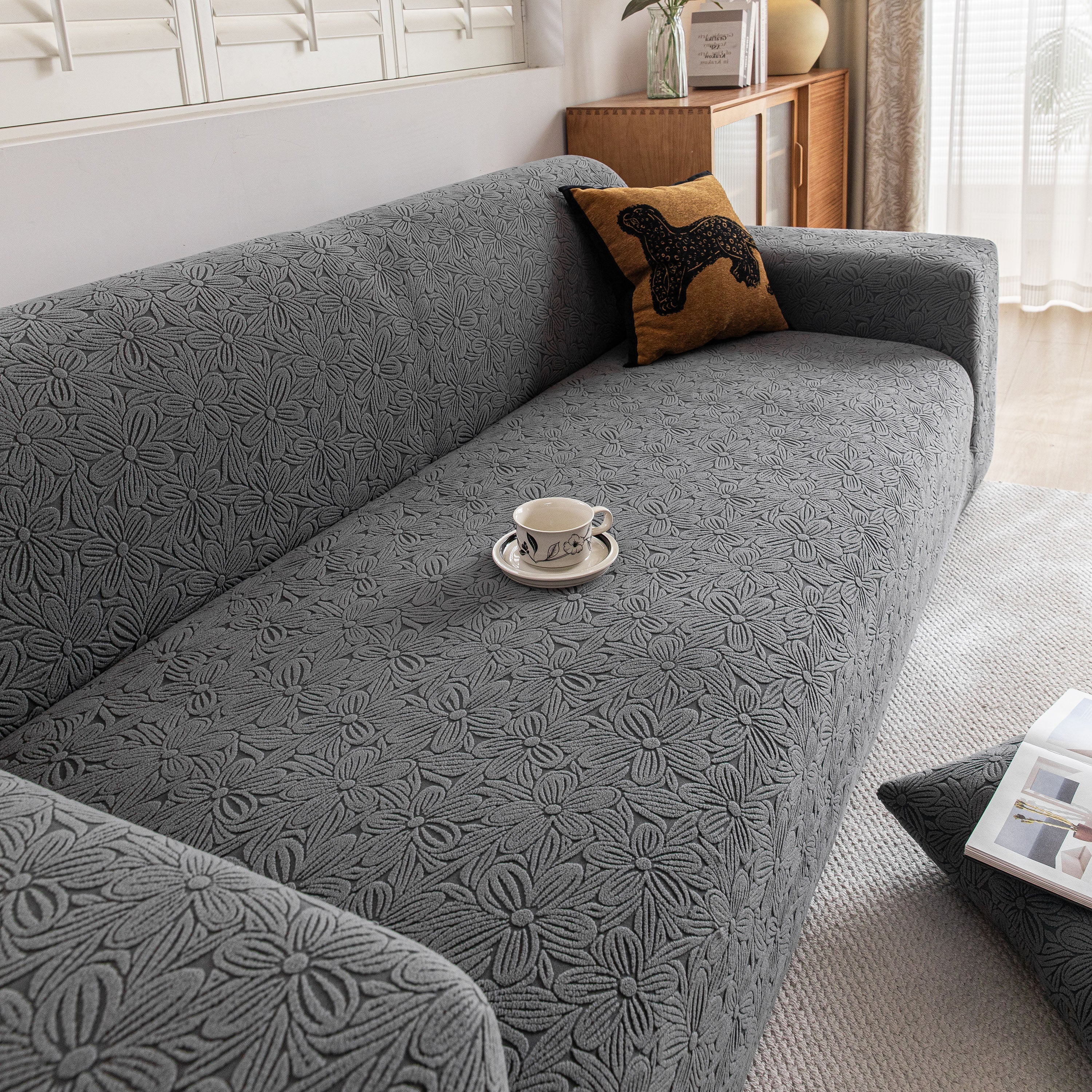 High Elastic Floral Couch Slipcover, Jacquard Stretch Non-Slip Furniture Protector - Image 47