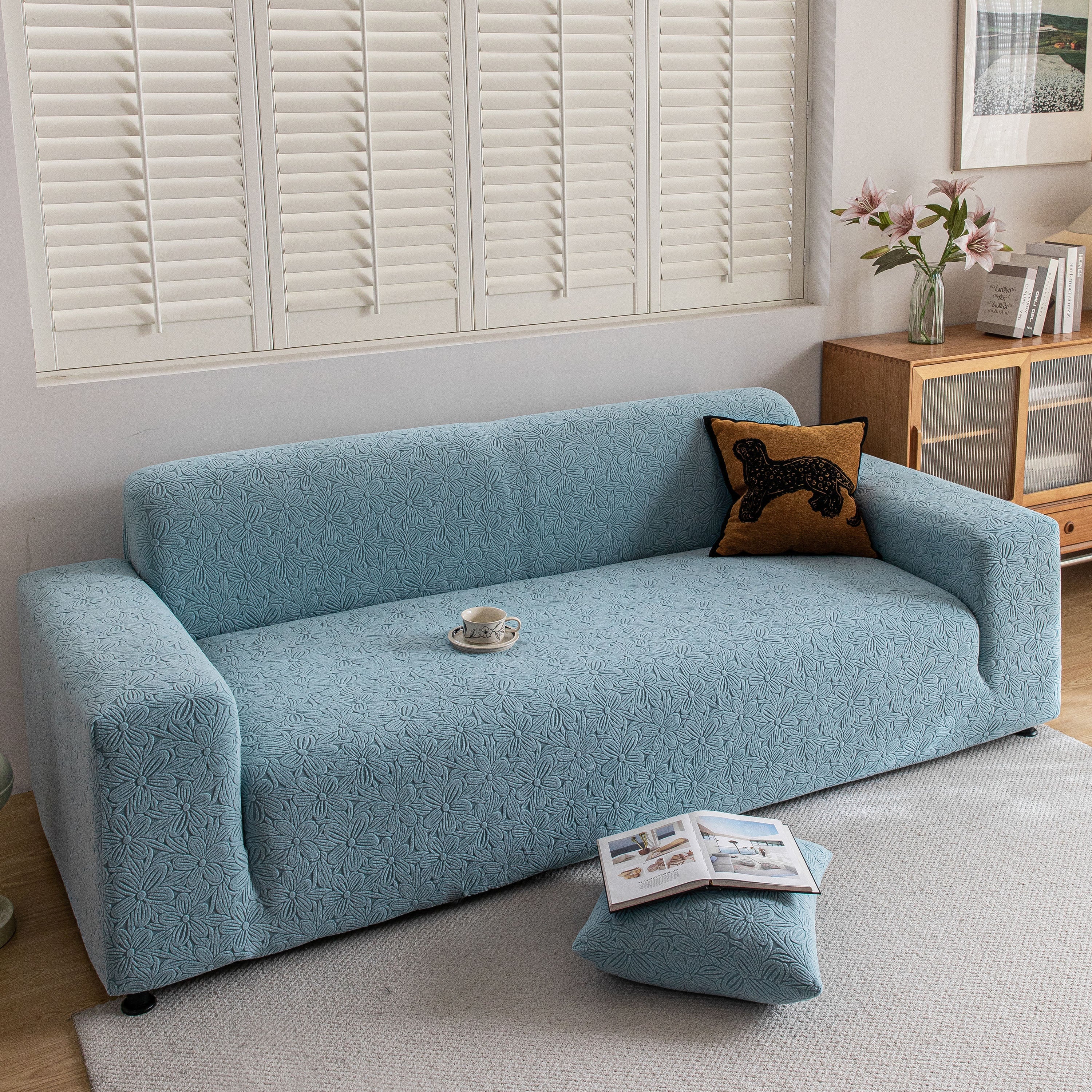 High Elastic Floral Couch Slipcover, Jacquard Stretch Non-Slip Furniture Protector - Image 5