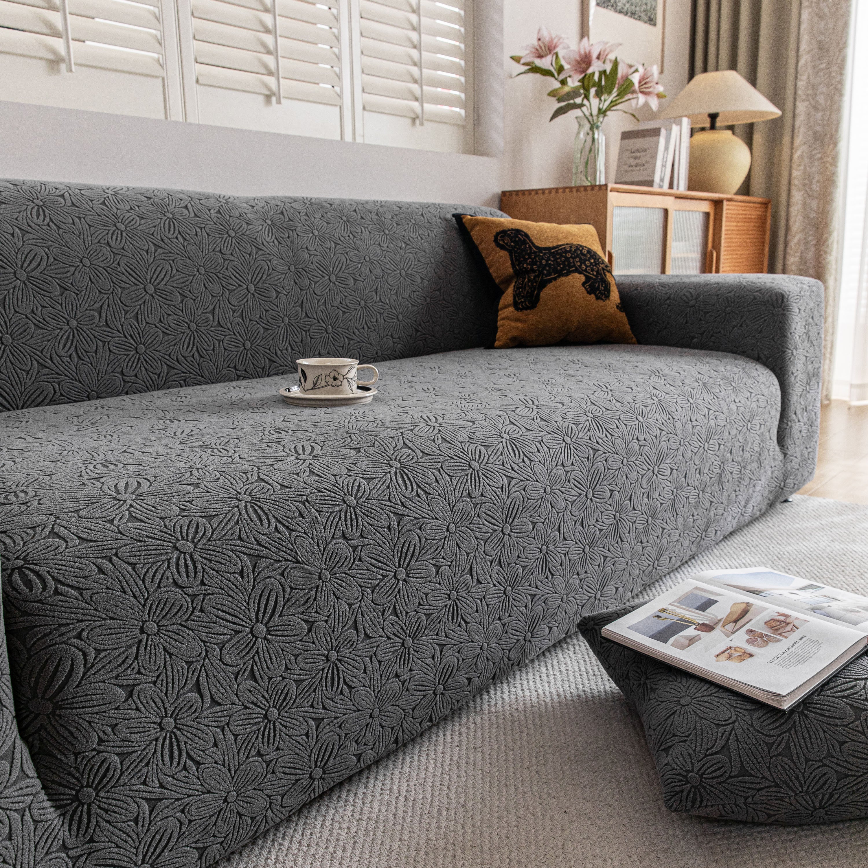 High Elastic Floral Couch Slipcover, Jacquard Stretch Non-Slip Furniture Protector - Image 51
