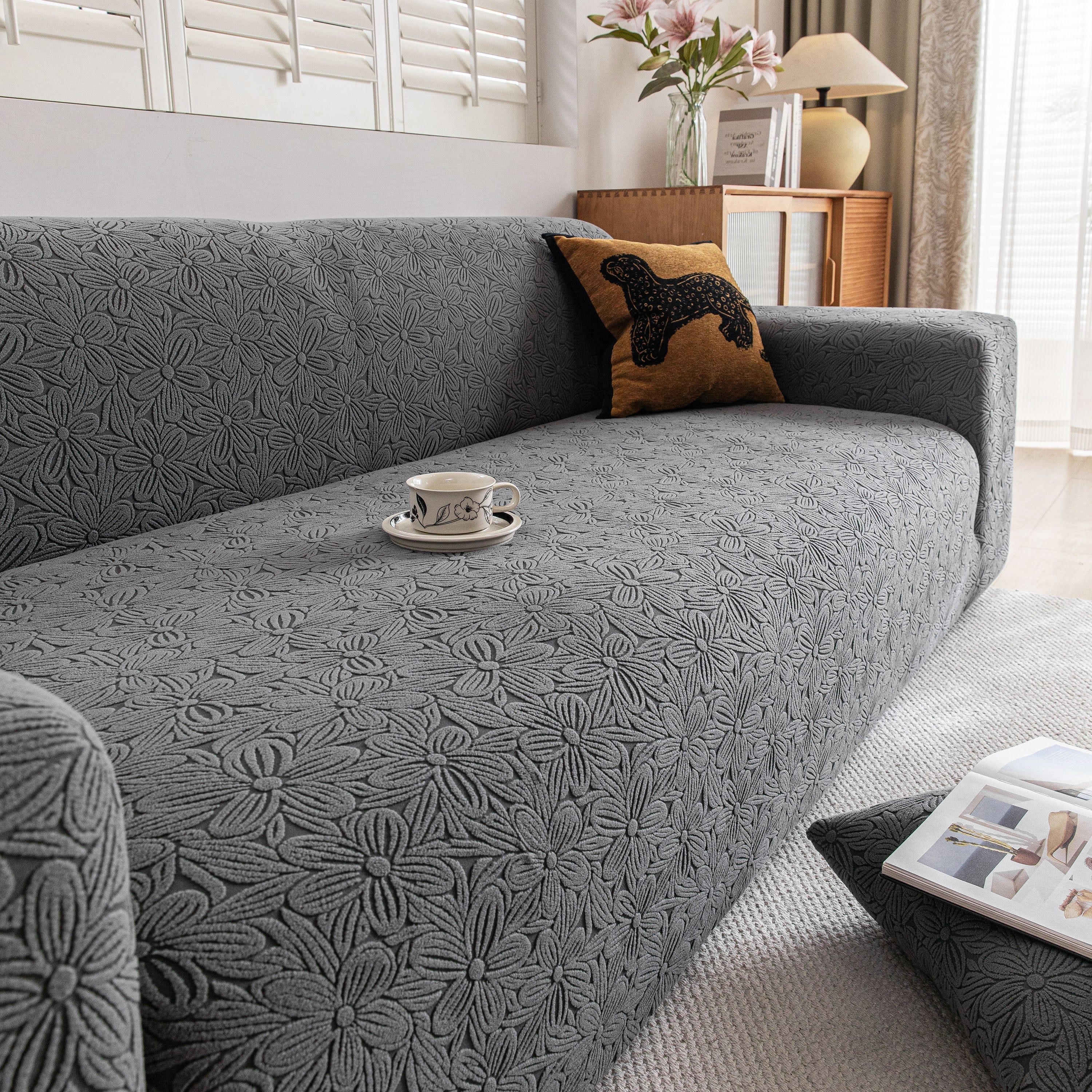 High Elastic Floral Couch Slipcover, Jacquard Stretch Non-Slip Furniture Protector - Image 52