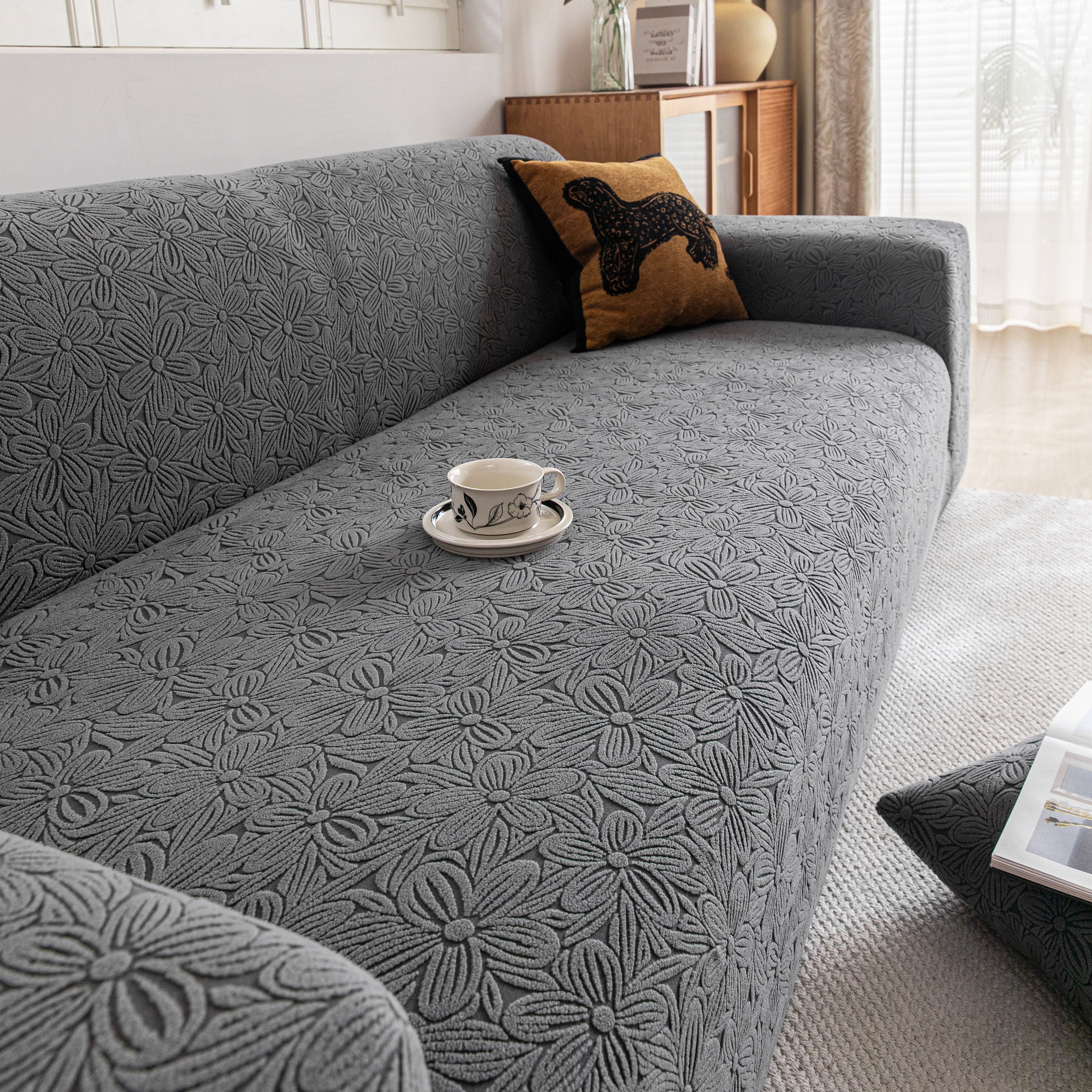 High Elastic Floral Couch Slipcover, Jacquard Stretch Non-Slip Furniture Protector - Image 53