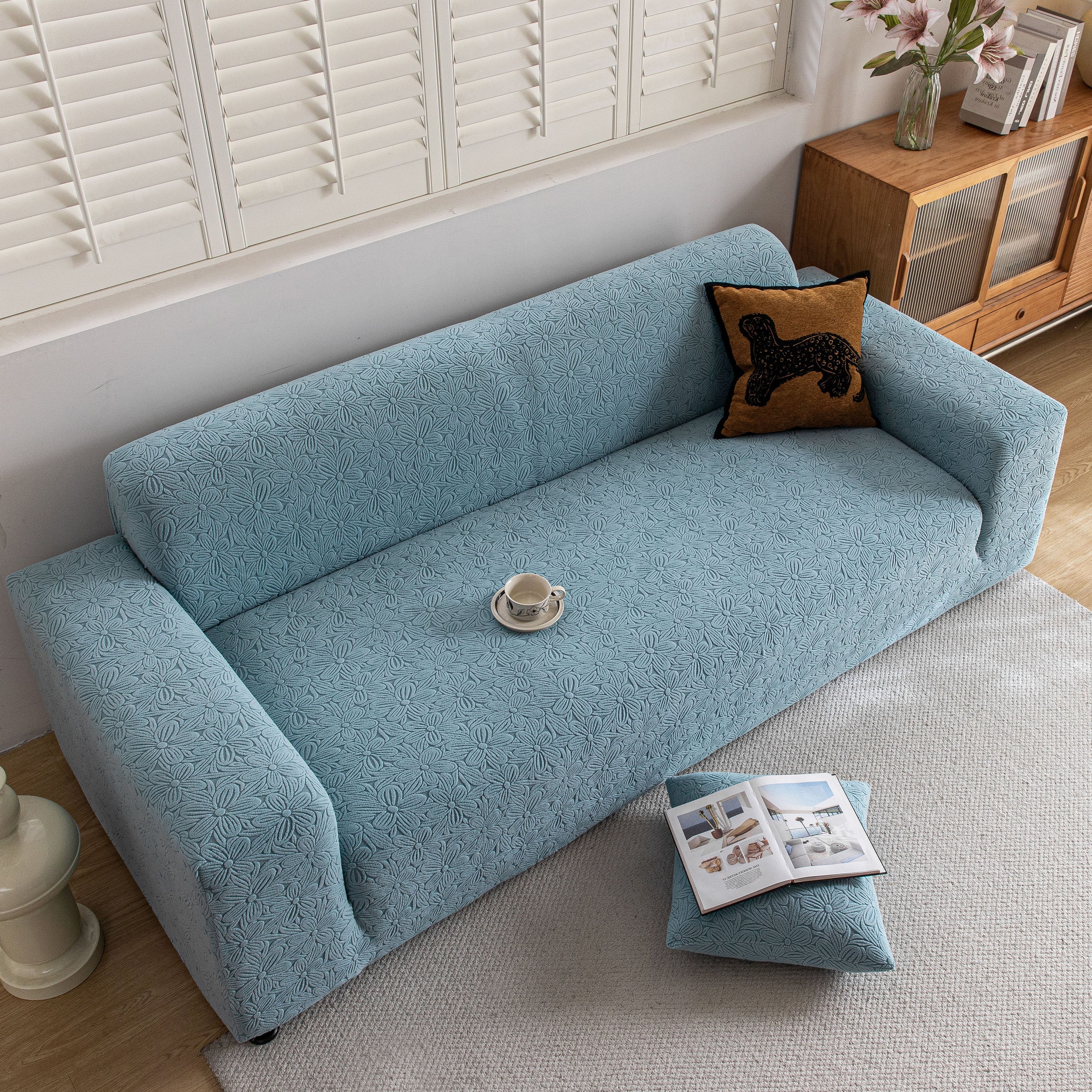 High Elastic Floral Couch Slipcover, Jacquard Stretch Non-Slip Furniture Protector - Image 6
