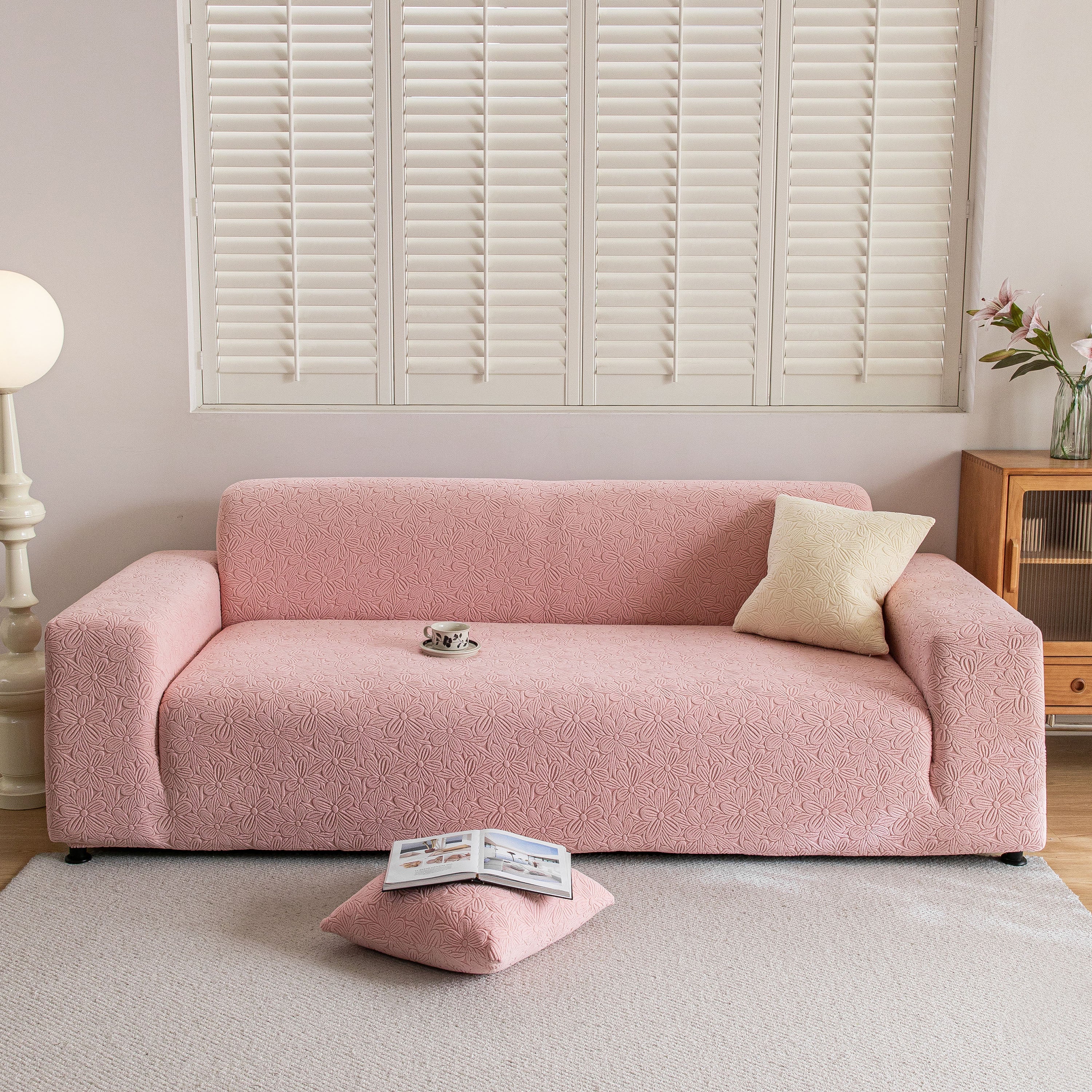 High Elastic Floral Couch Slipcover, Jacquard Stretch Non-Slip Furniture Protector - Image 63