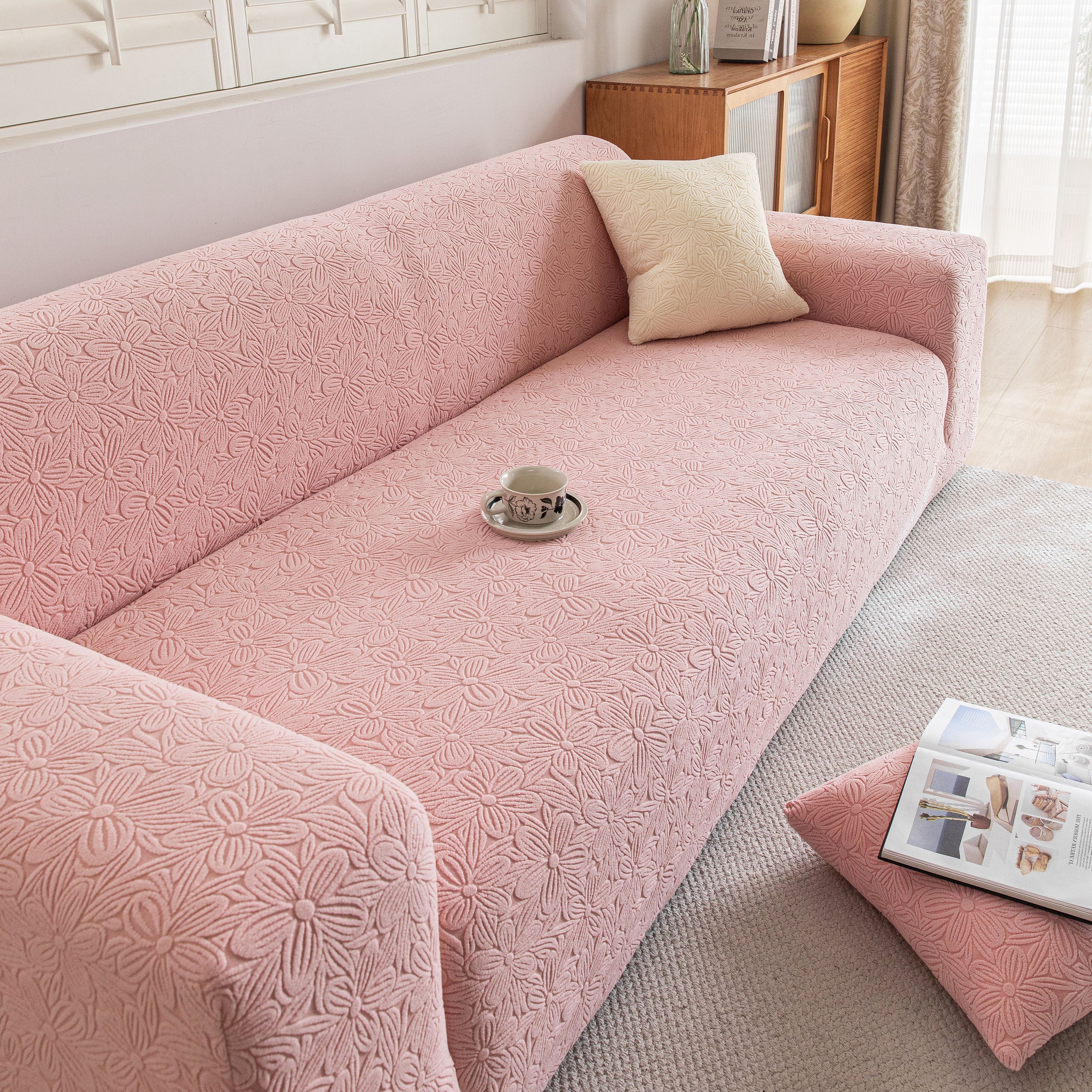 High Elastic Floral Couch Slipcover, Jacquard Stretch Non-Slip Furniture Protector - Image 68