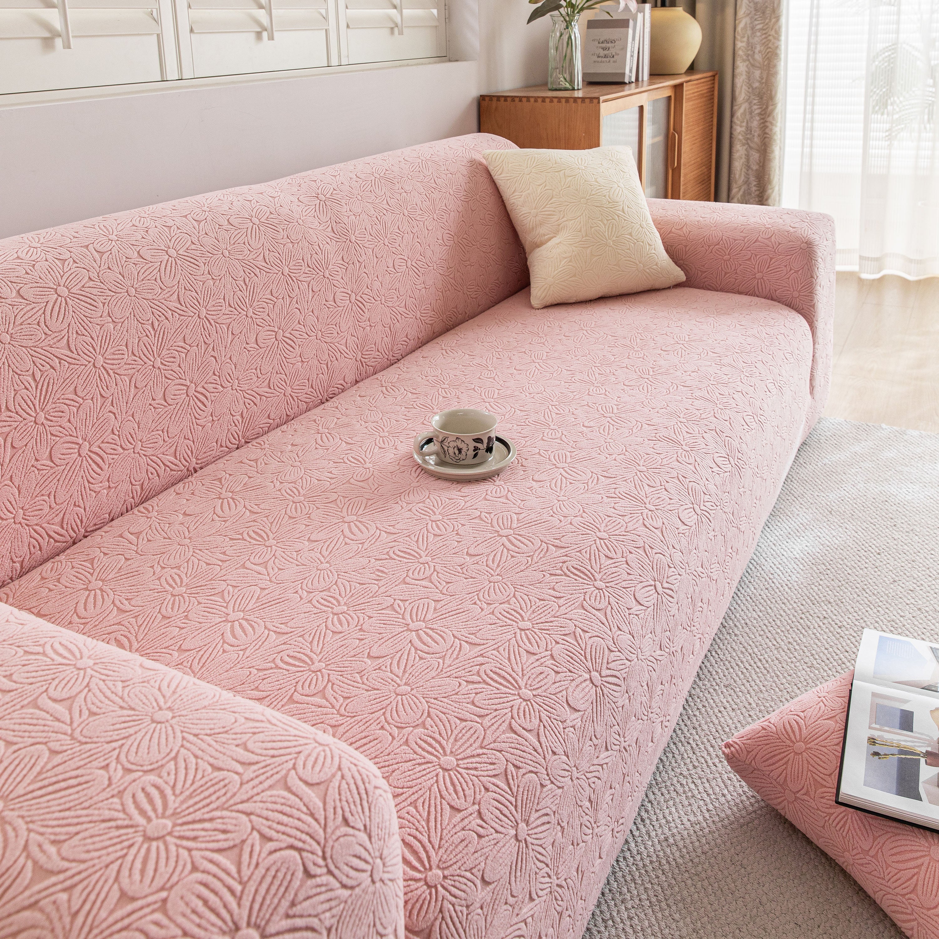 High Elastic Floral Couch Slipcover, Jacquard Stretch Non-Slip Furniture Protector - Image 69