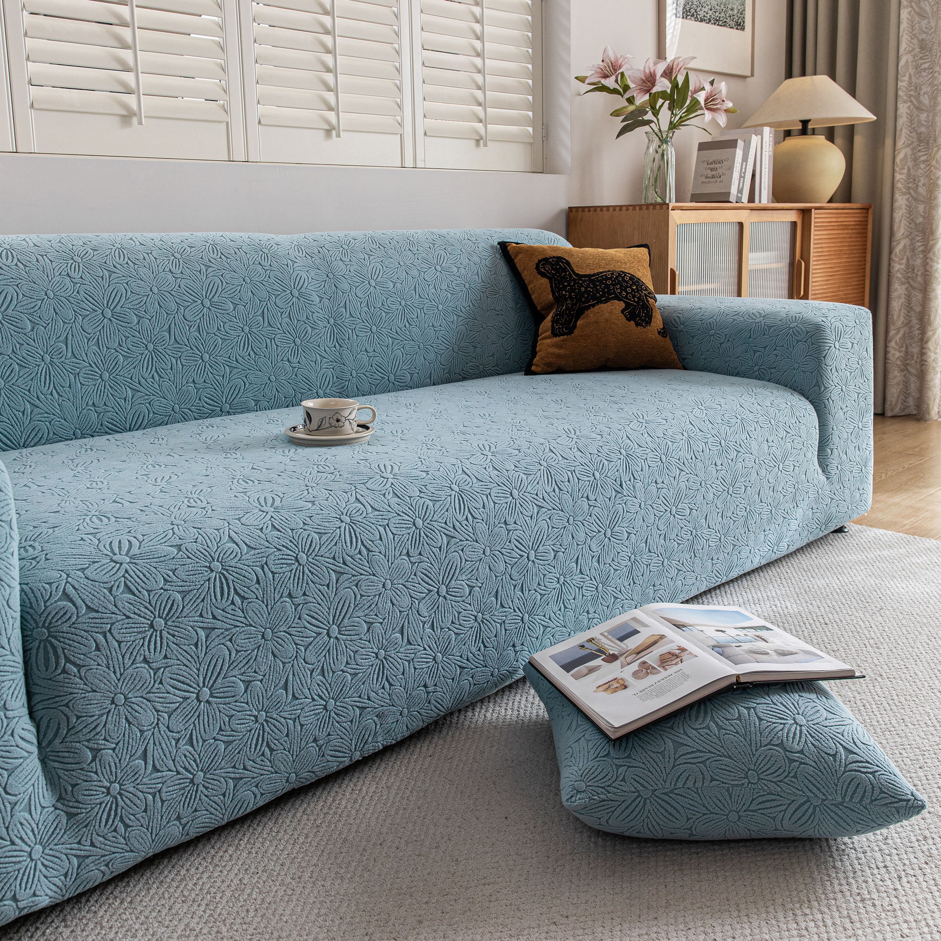 High Elastic Floral Couch Slipcover, Jacquard Stretch Non-Slip Furniture Protector - Image 7