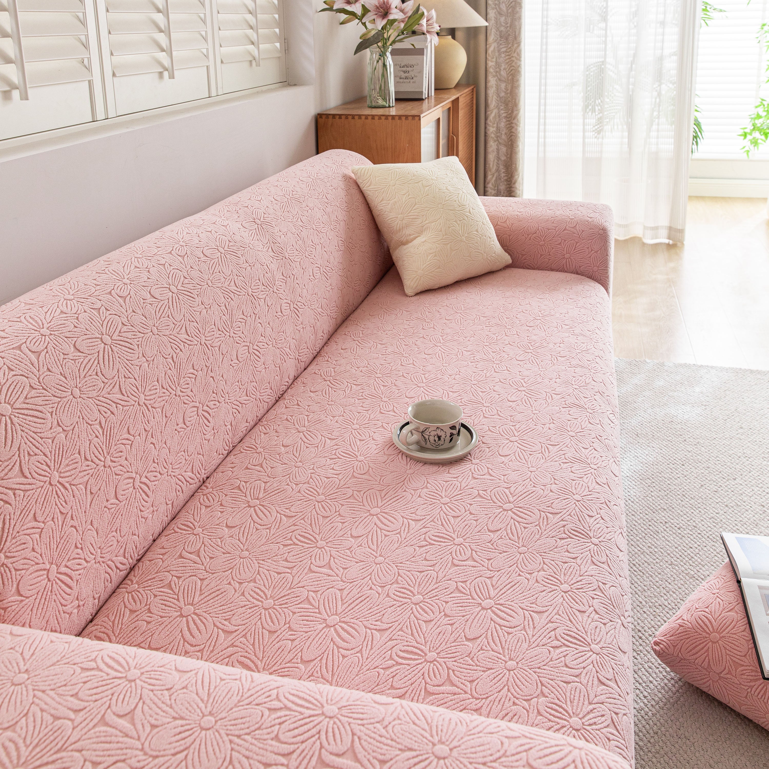 High Elastic Floral Couch Slipcover, Jacquard Stretch Non-Slip Furniture Protector - Image 70