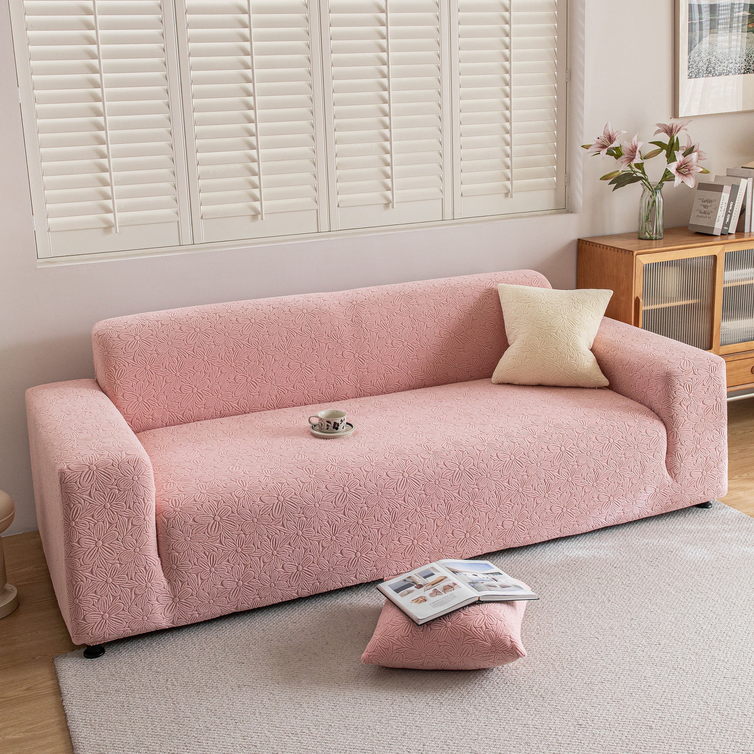 High Elastic Floral Couch Slipcover, Jacquard Stretch Non-Slip Furniture Protector - Image 71