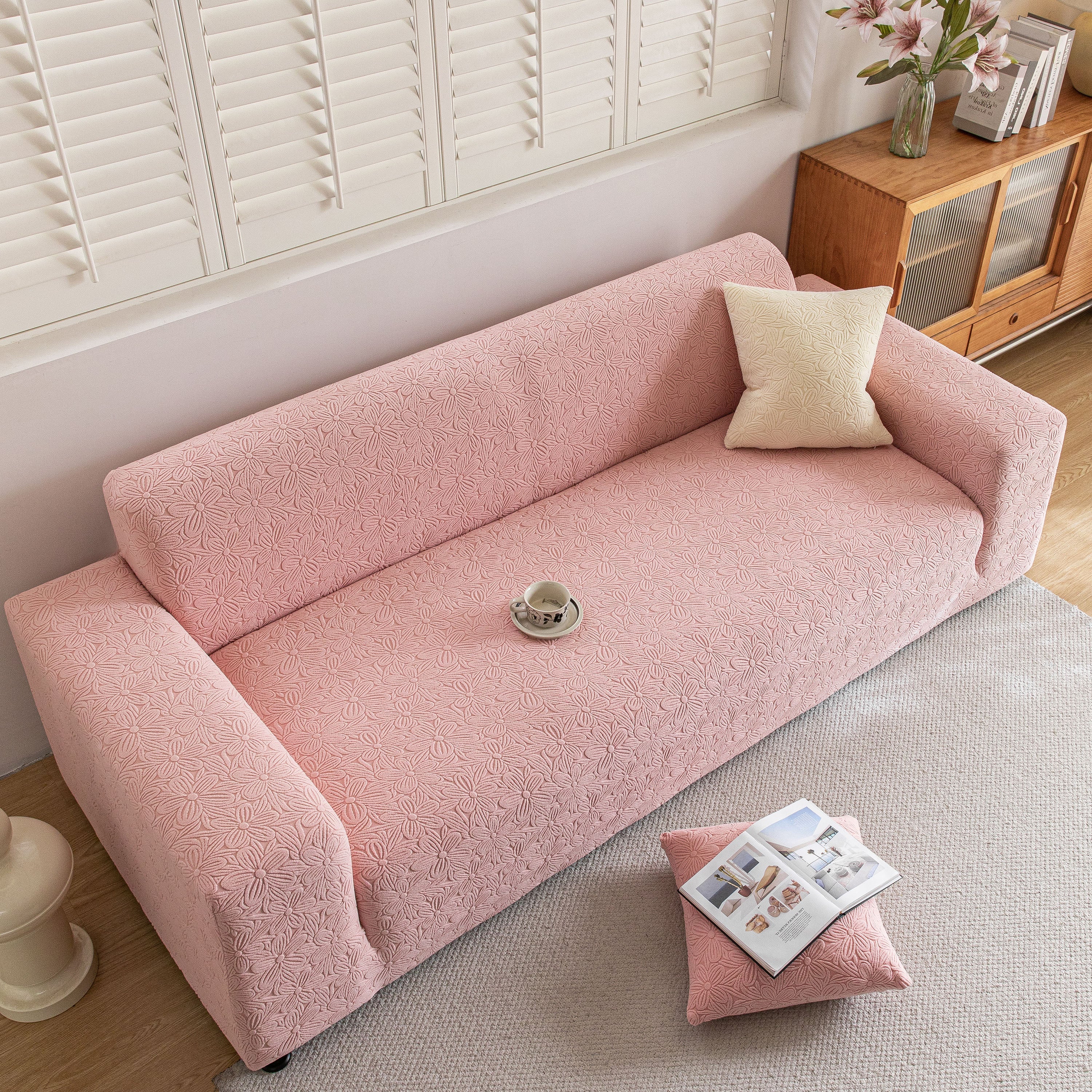 High Elastic Floral Couch Slipcover, Jacquard Stretch Non-Slip Furniture Protector - Image 72