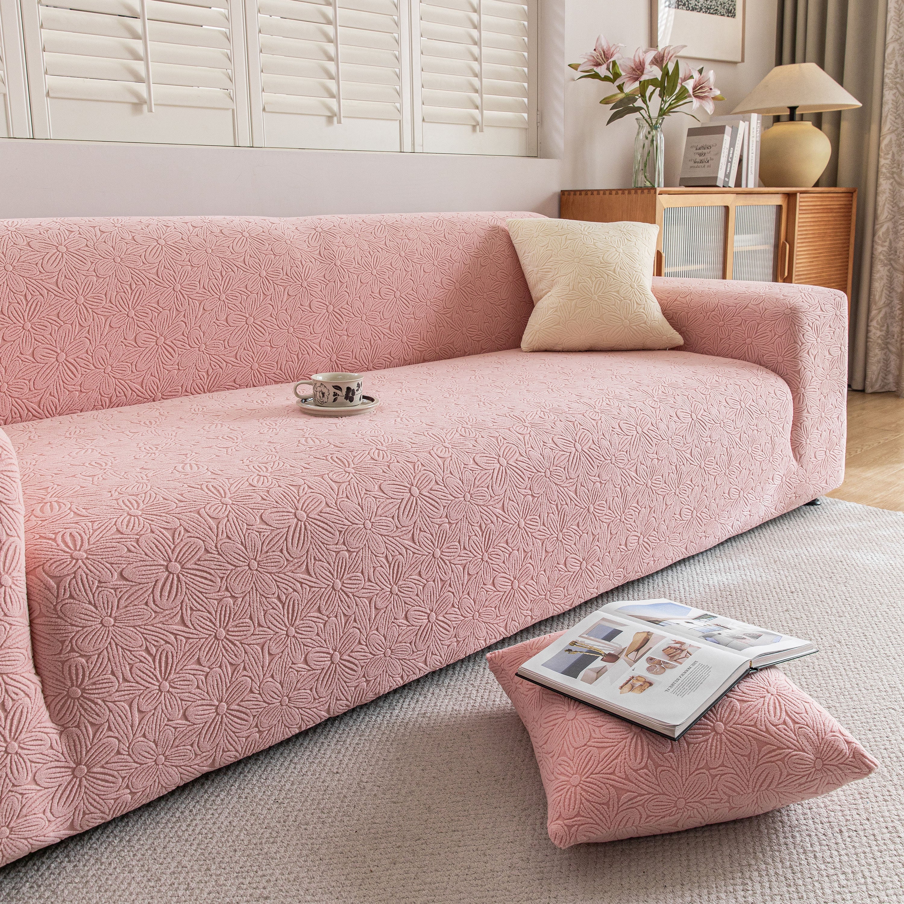 High Elastic Floral Couch Slipcover, Jacquard Stretch Non-Slip Furniture Protector - Image 73