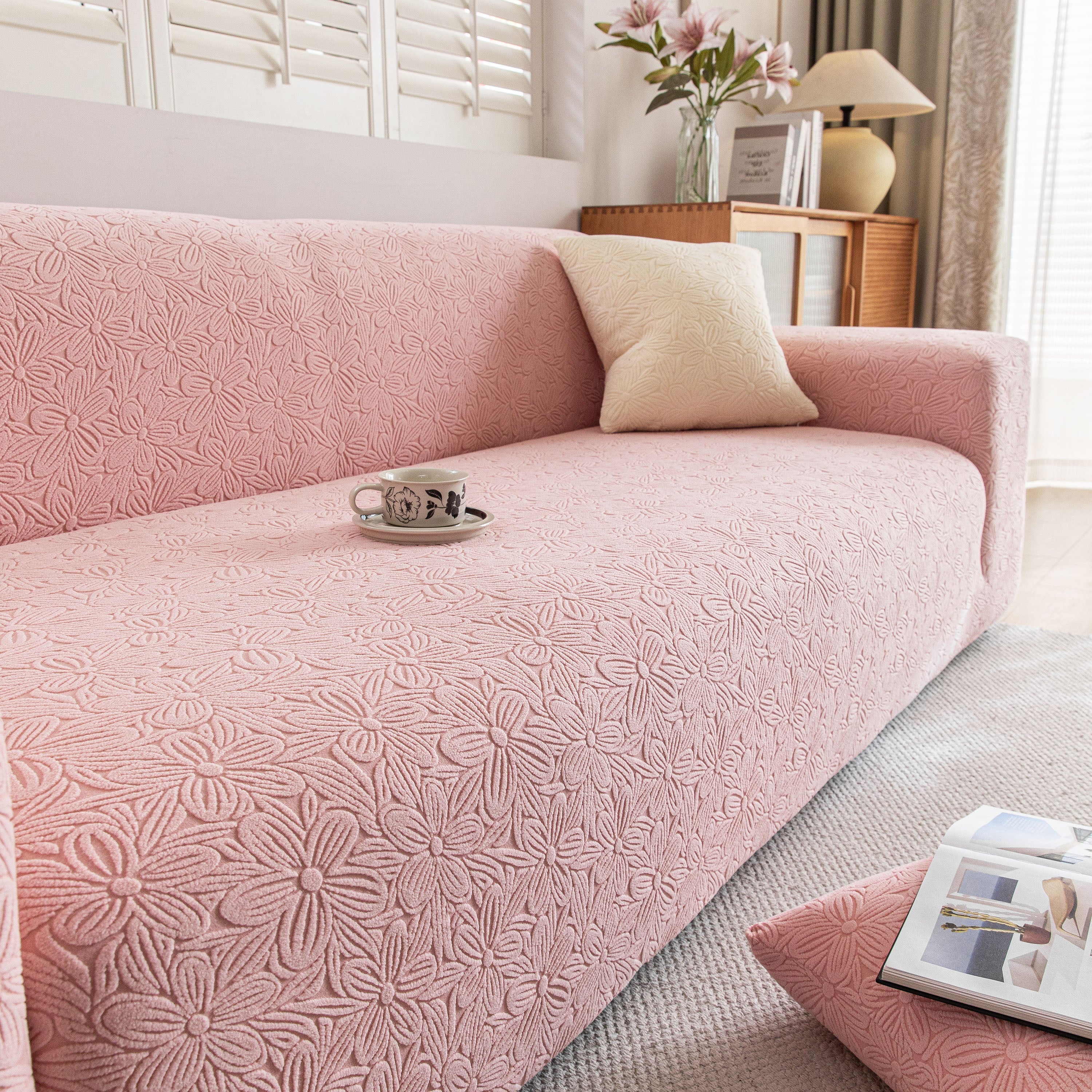 High Elastic Floral Couch Slipcover, Jacquard Stretch Non-Slip Furniture Protector - Image 74