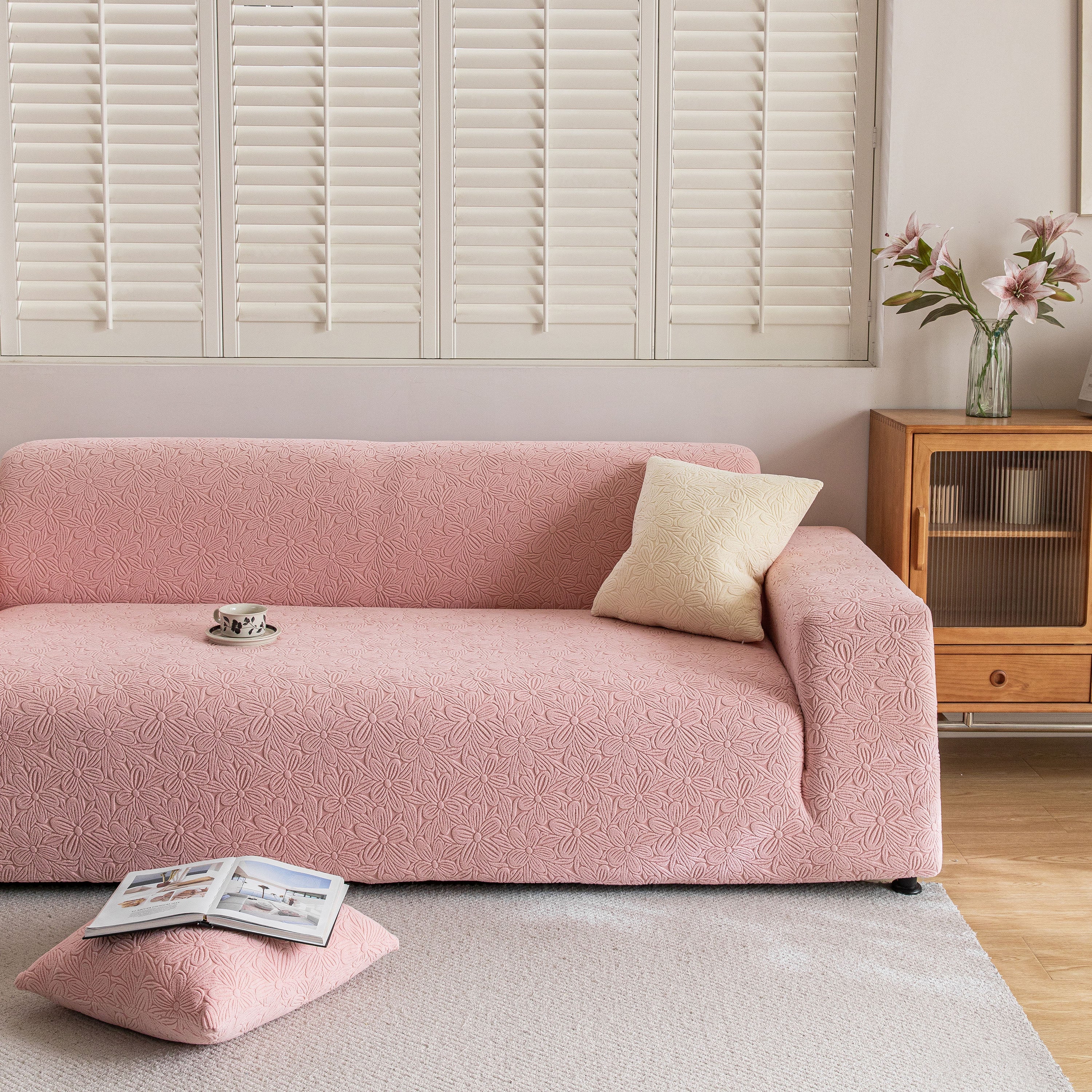 High Elastic Floral Couch Slipcover, Jacquard Stretch Non-Slip Furniture Protector - Image 83