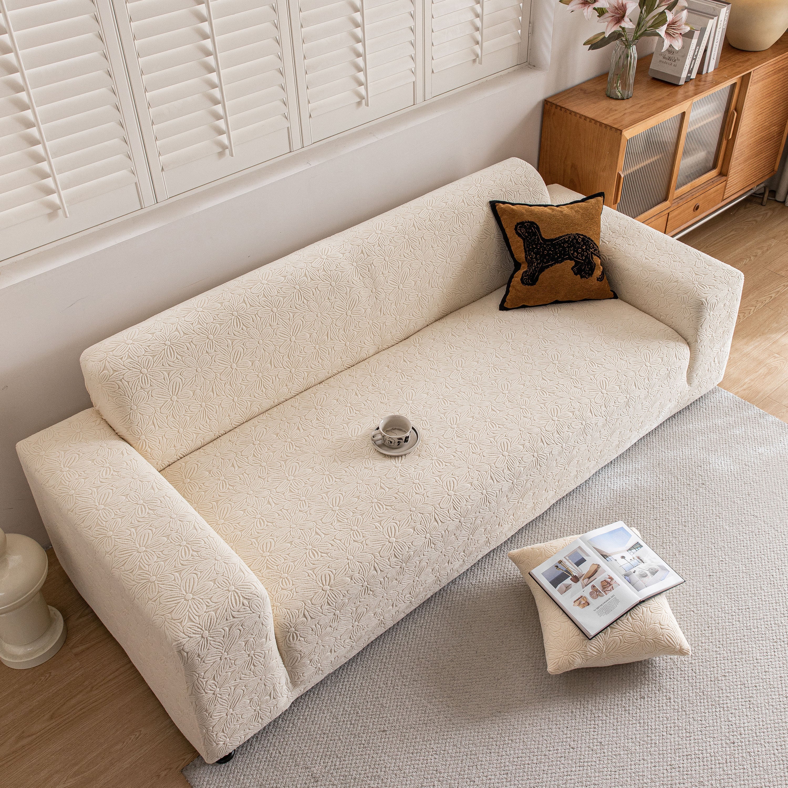 High Elastic Floral Couch Slipcover, Jacquard Stretch Non-Slip Furniture Protector - Image 93