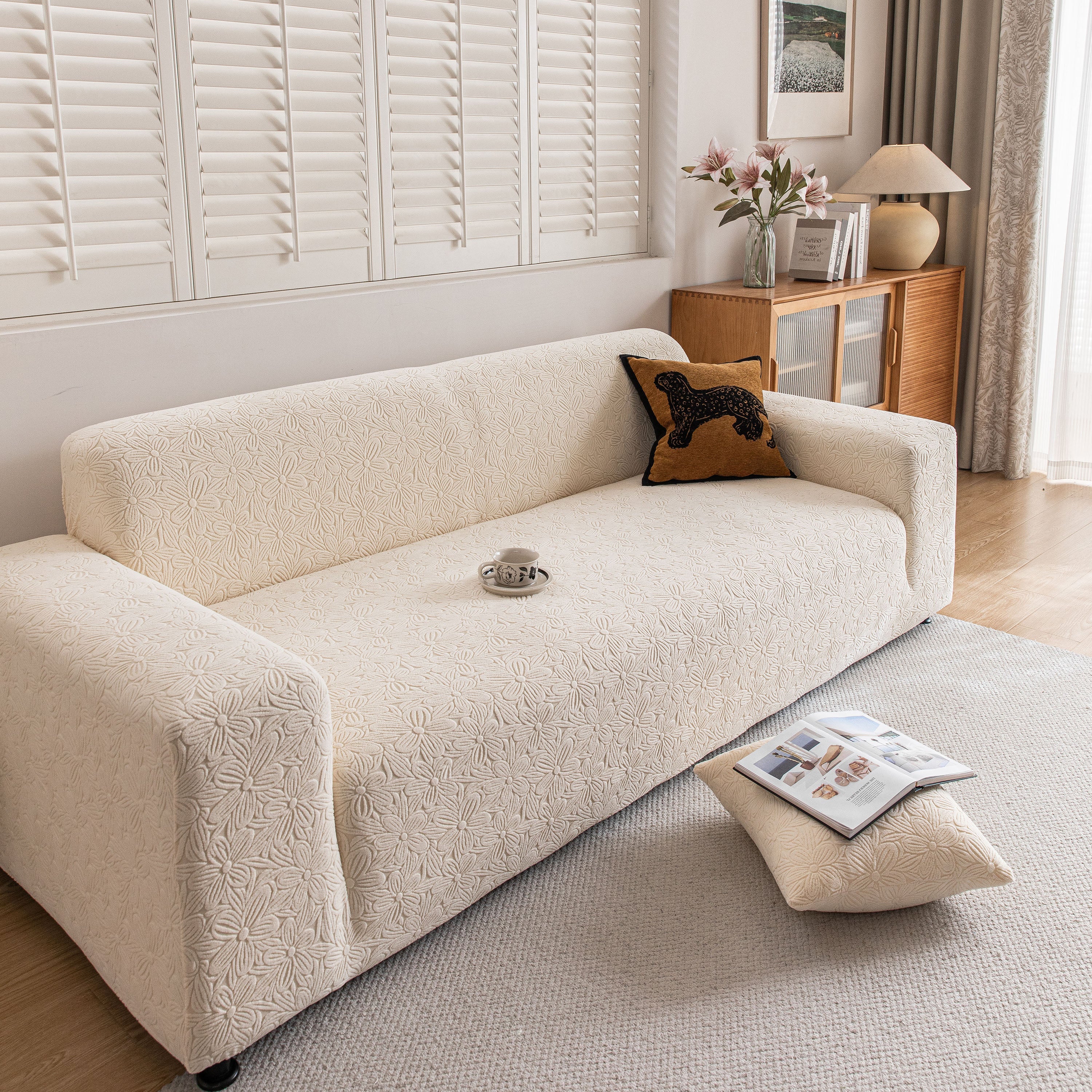High Elastic Floral Couch Slipcover, Jacquard Stretch Non-Slip Furniture Protector - Image 94
