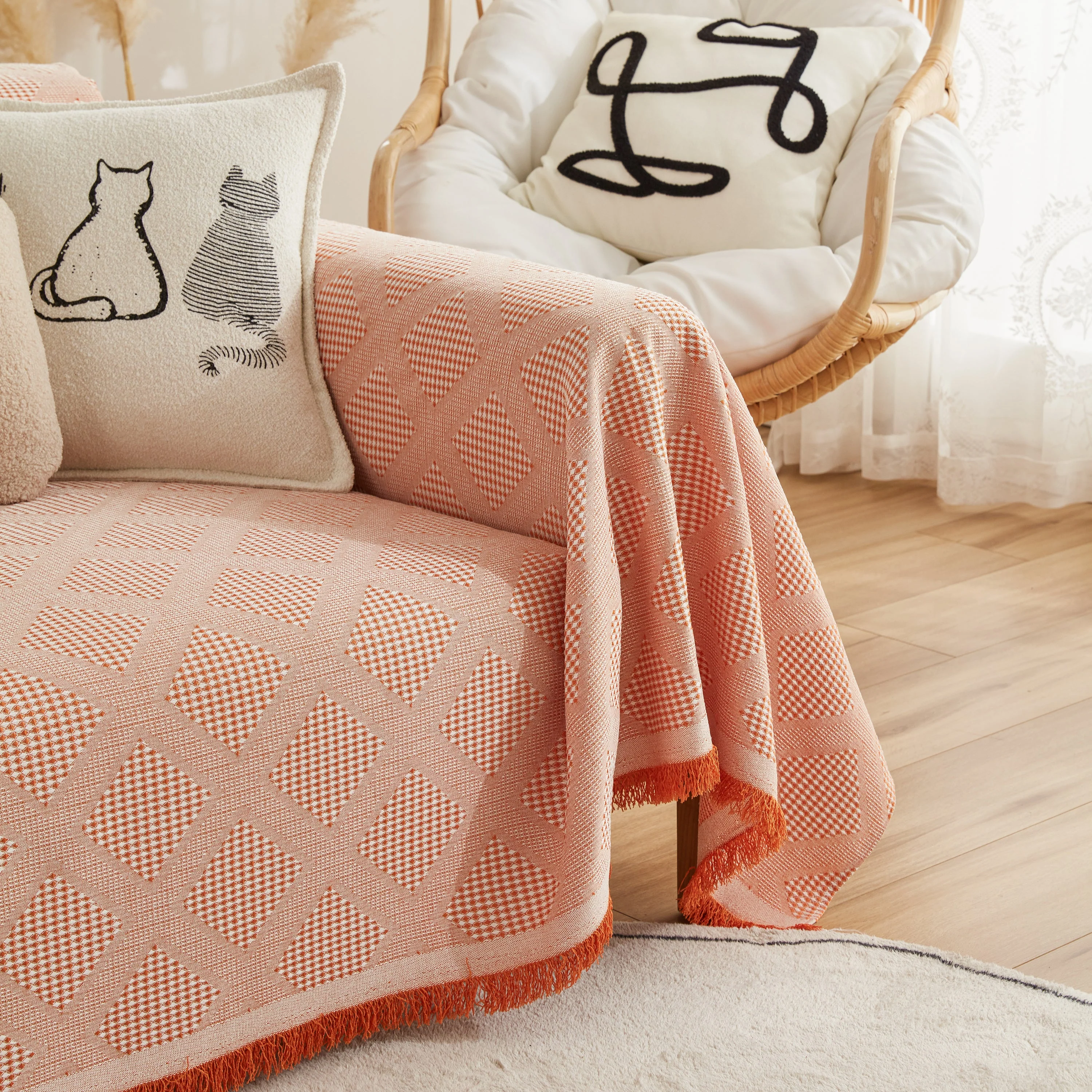 High-Quality Polyester Fabric Sofa Throw, Couch Cover Blanket Throw, Couch Protector for Pets - Image 46