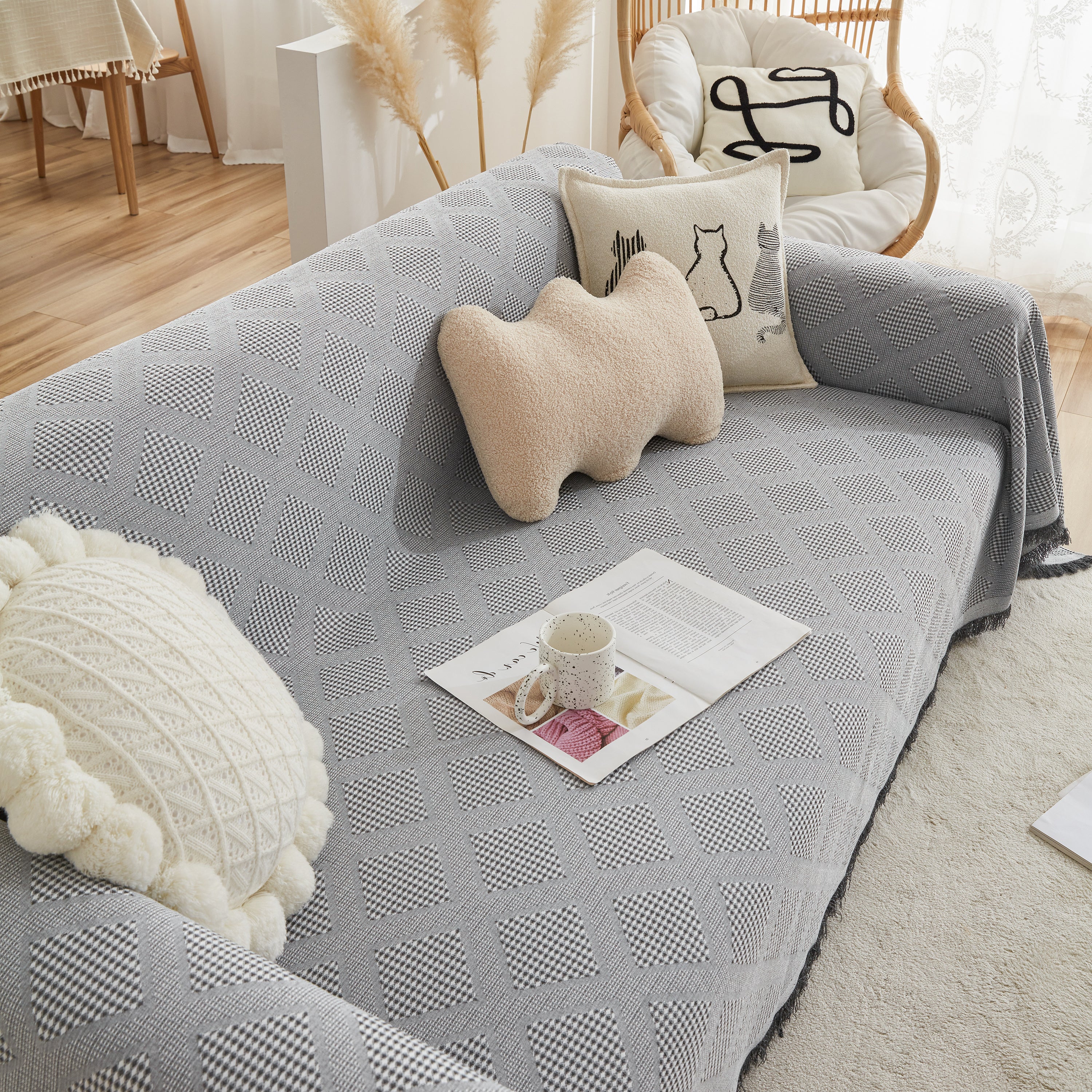 High-Quality Polyester Fabric Sofa Throw, Couch Cover Blanket Throw, Couch Protector for Pets - Image 56
