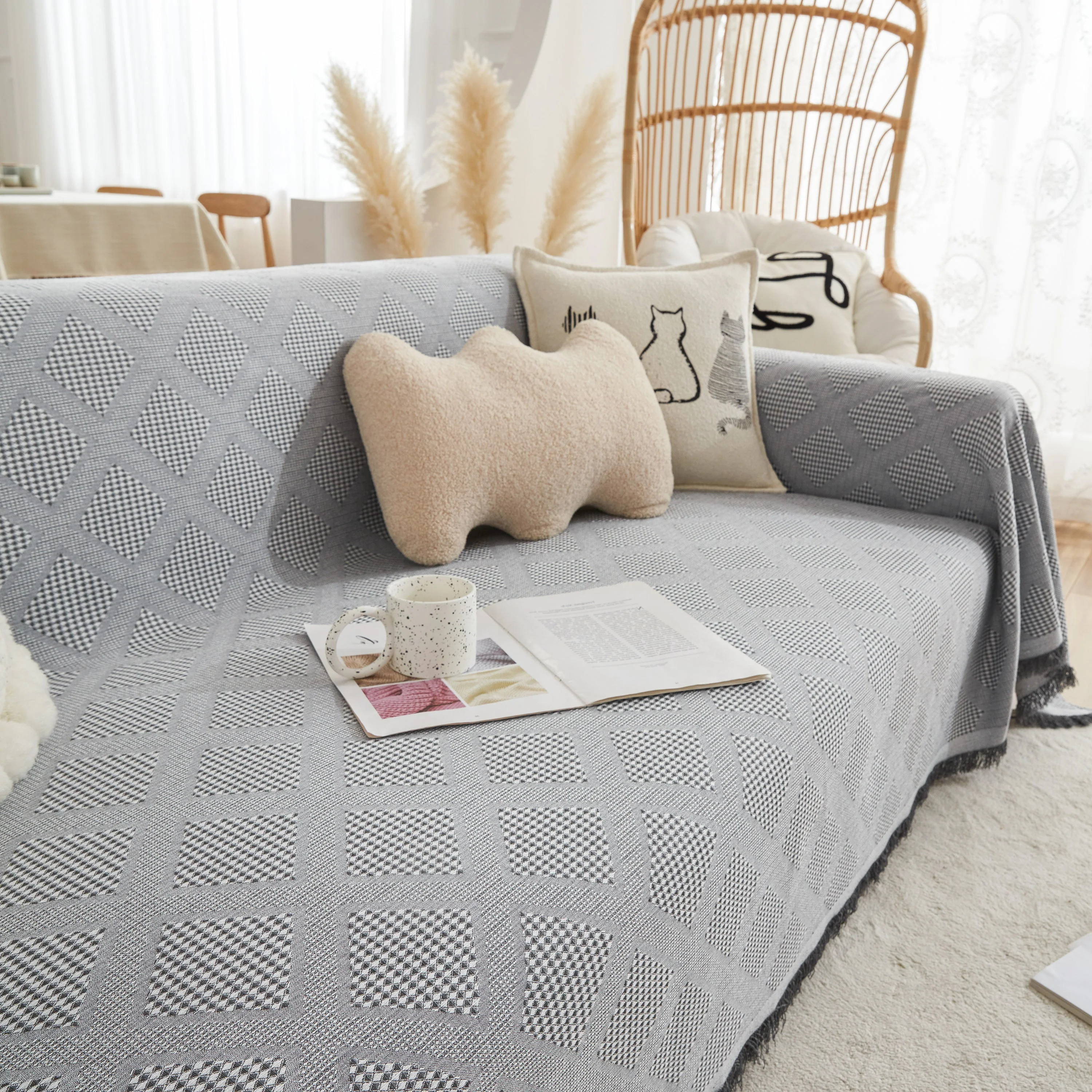 High-Quality Polyester Fabric Sofa Throw, Couch Cover Blanket Throw, Couch Protector for Pets - Image 57