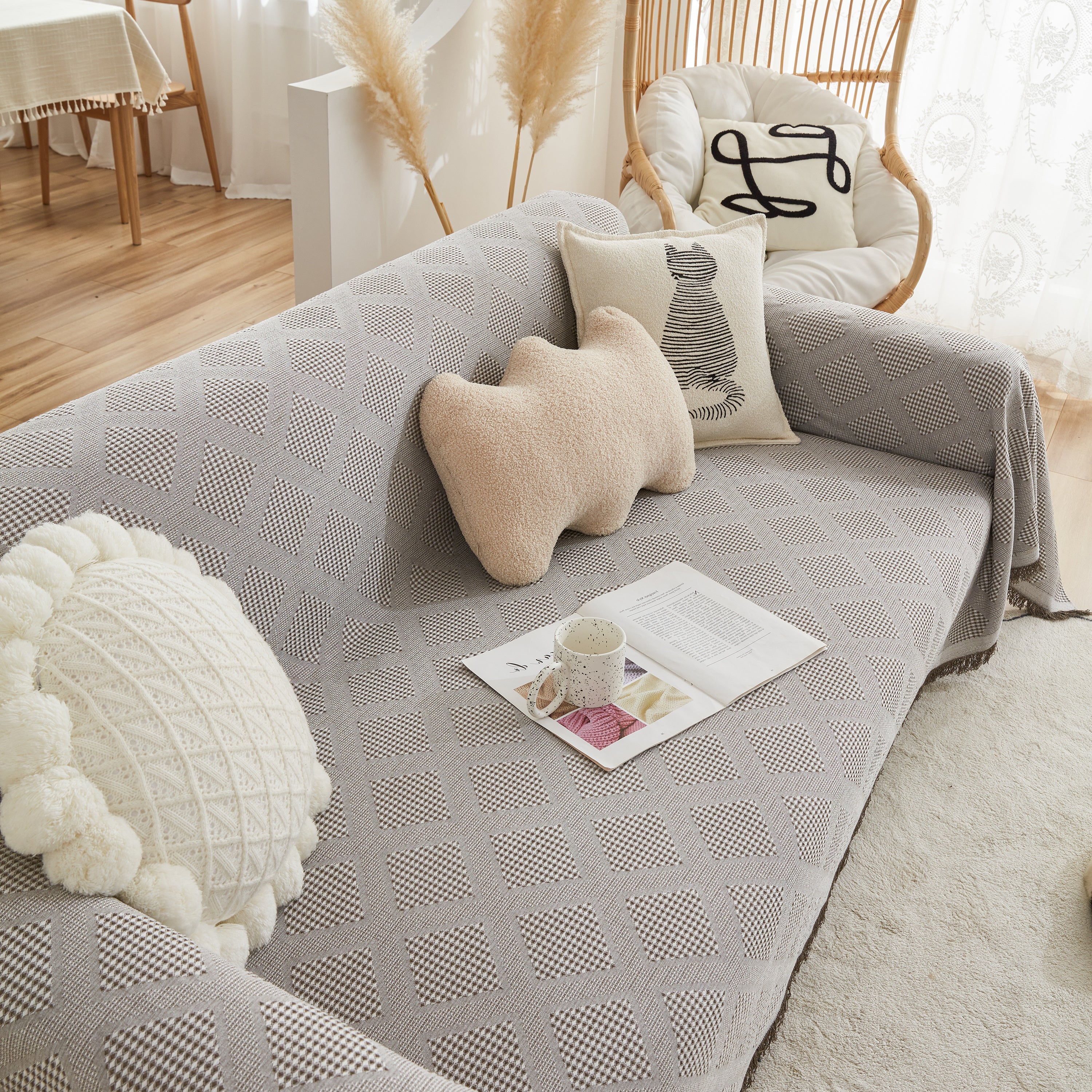 High-Quality Polyester Fabric Sofa Throw, Couch Cover Blanket Throw, Couch Protector for Pets - Image 89