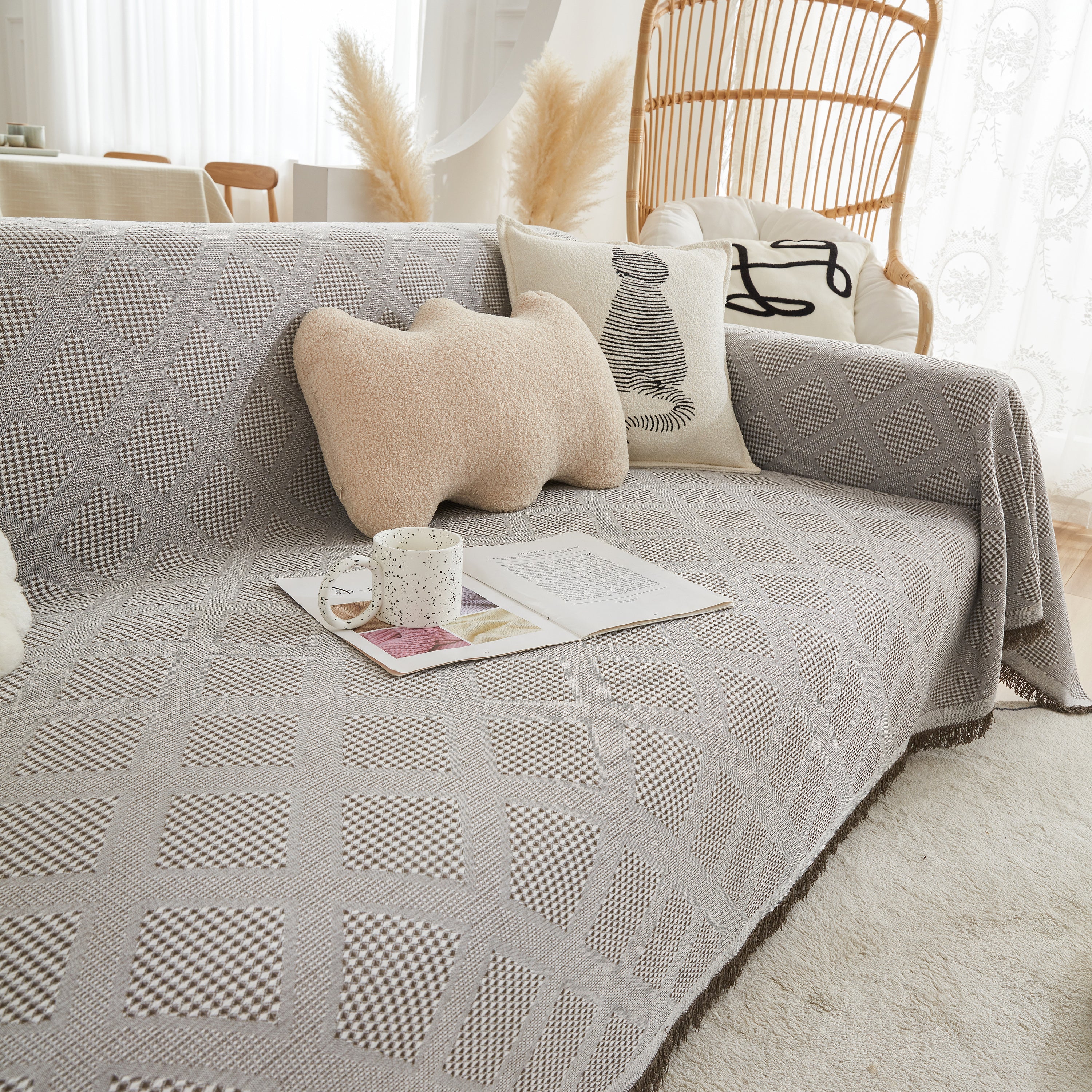 High-Quality Polyester Fabric Sofa Throw, Couch Cover Blanket Throw, Couch Protector for Pets - Image 90