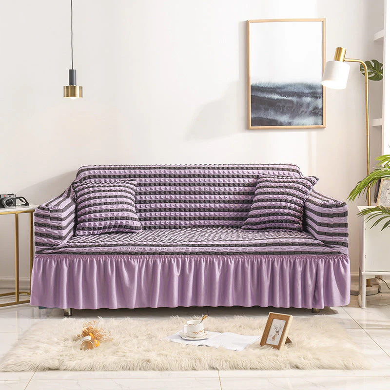 High-Quality Seersucker Stretch Sofa Slipcover with Elastic Bottom and Skirt Washable Furniture Protector for Kids and Pets 1/2/3/4 Seater Options - Image 10