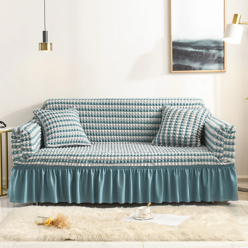 High-Quality Seersucker Stretch Sofa Slipcover with Elastic Bottom and Skirt Washable Furniture Protector for Kids and Pets 1/2/3/4 Seater Options - Image 11