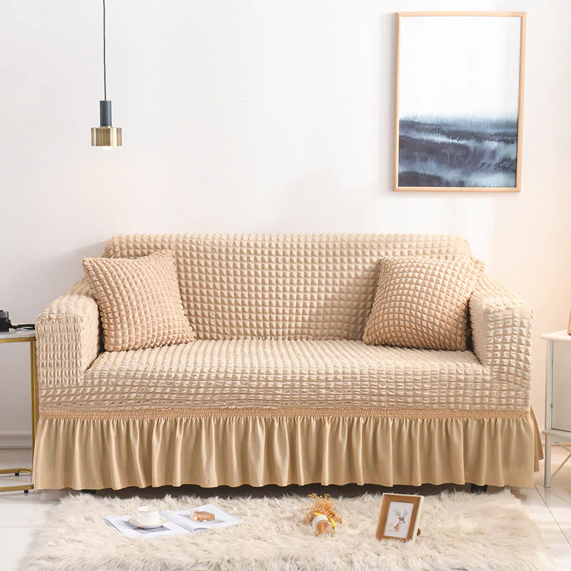 High-Quality Seersucker Stretch Sofa Slipcover with Elastic Bottom and Skirt Washable Furniture Protector for Kids and Pets 1/2/3/4 Seater Options - Image 12