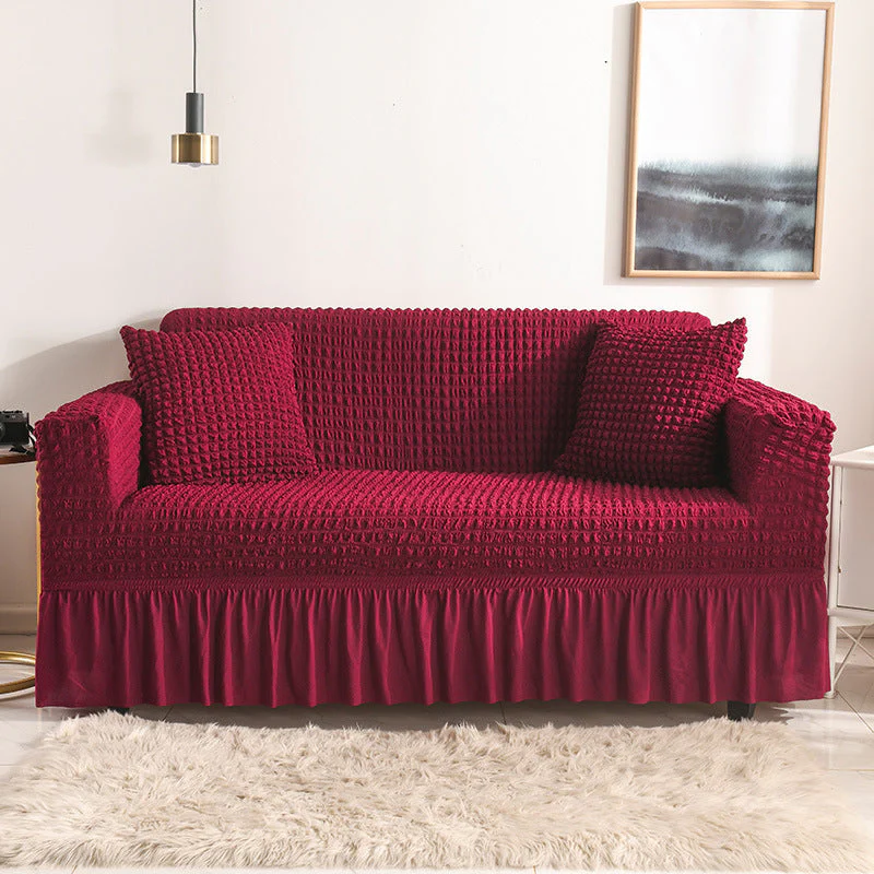 High-Quality Seersucker Stretch Sofa Slipcover with Elastic Bottom and Skirt Washable Furniture Protector for Kids and Pets 1/2/3/4 Seater Options - Image 13