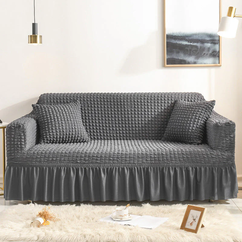 High-Quality Seersucker Stretch Sofa Slipcover with Elastic Bottom and Skirt Washable Furniture Protector for Kids and Pets 1/2/3/4 Seater Options - Image 2