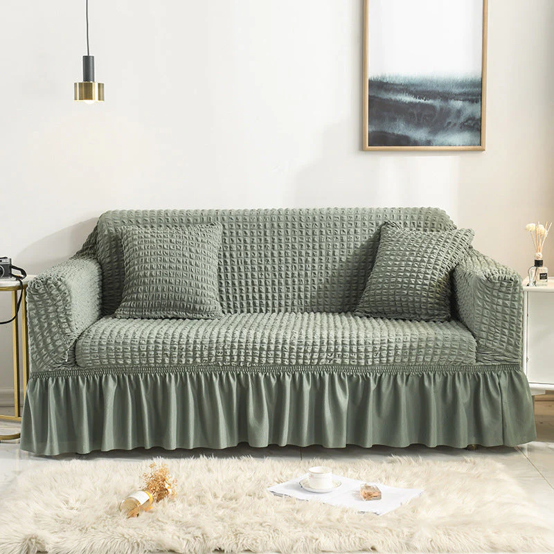 High-Quality Seersucker Stretch Sofa Slipcover with Elastic Bottom and Skirt Washable Furniture Protector for Kids and Pets 1/2/3/4 Seater Options - Image 7