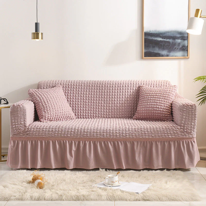 High-Quality Seersucker Stretch Sofa Slipcover with Elastic Bottom and Skirt Washable Furniture Protector for Kids and Pets 1/2/3/4 Seater Options - Image 8