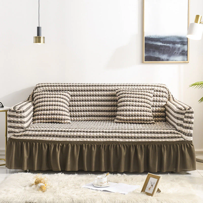 High-Quality Seersucker Stretch Sofa Slipcover with Elastic Bottom and Skirt Washable Furniture Protector for Kids and Pets 1/2/3/4 Seater Options - Image 9
