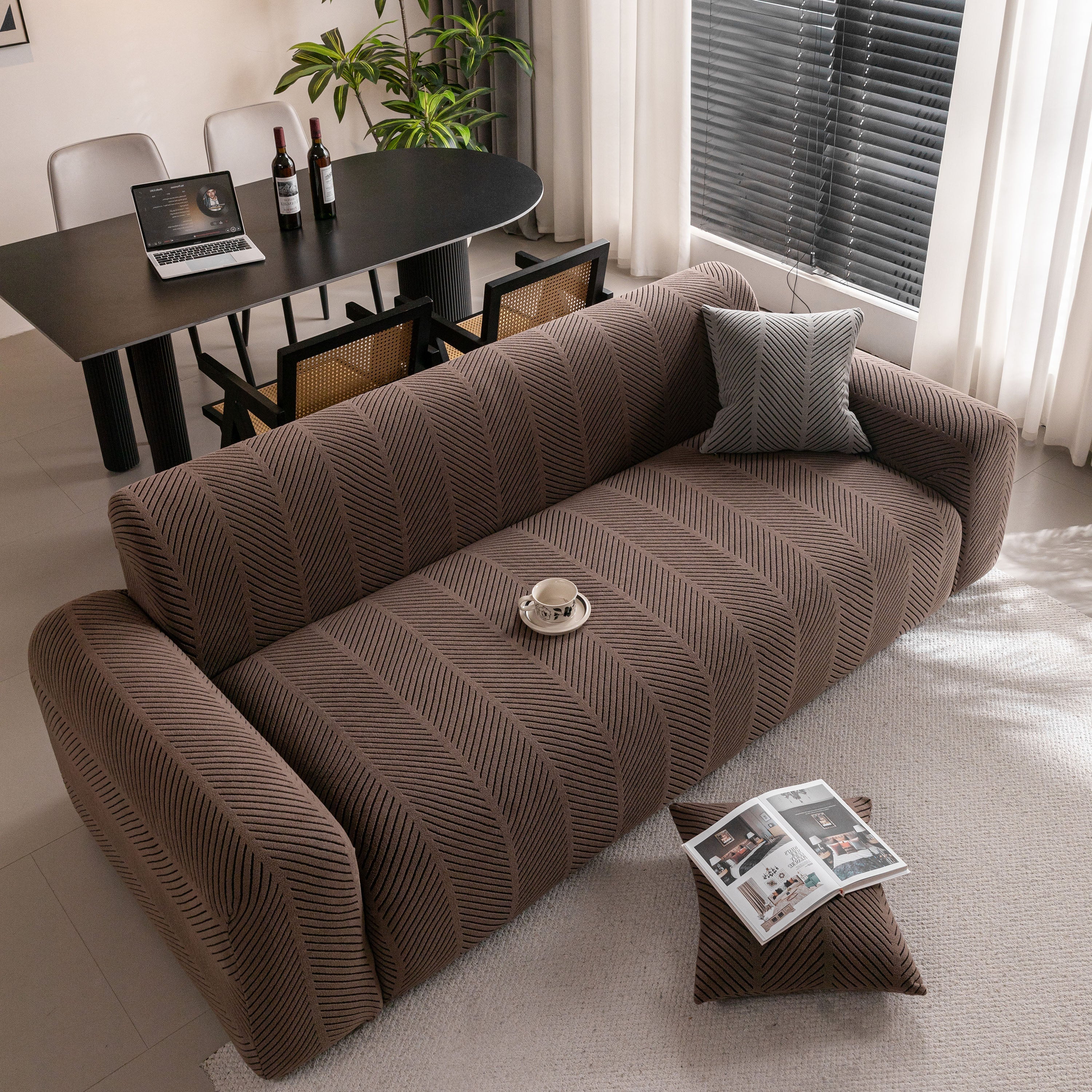 High Stretch Chevron Sofa Cover, Soft Washable Textured Jacquard Slipcover for Couch - Image 50