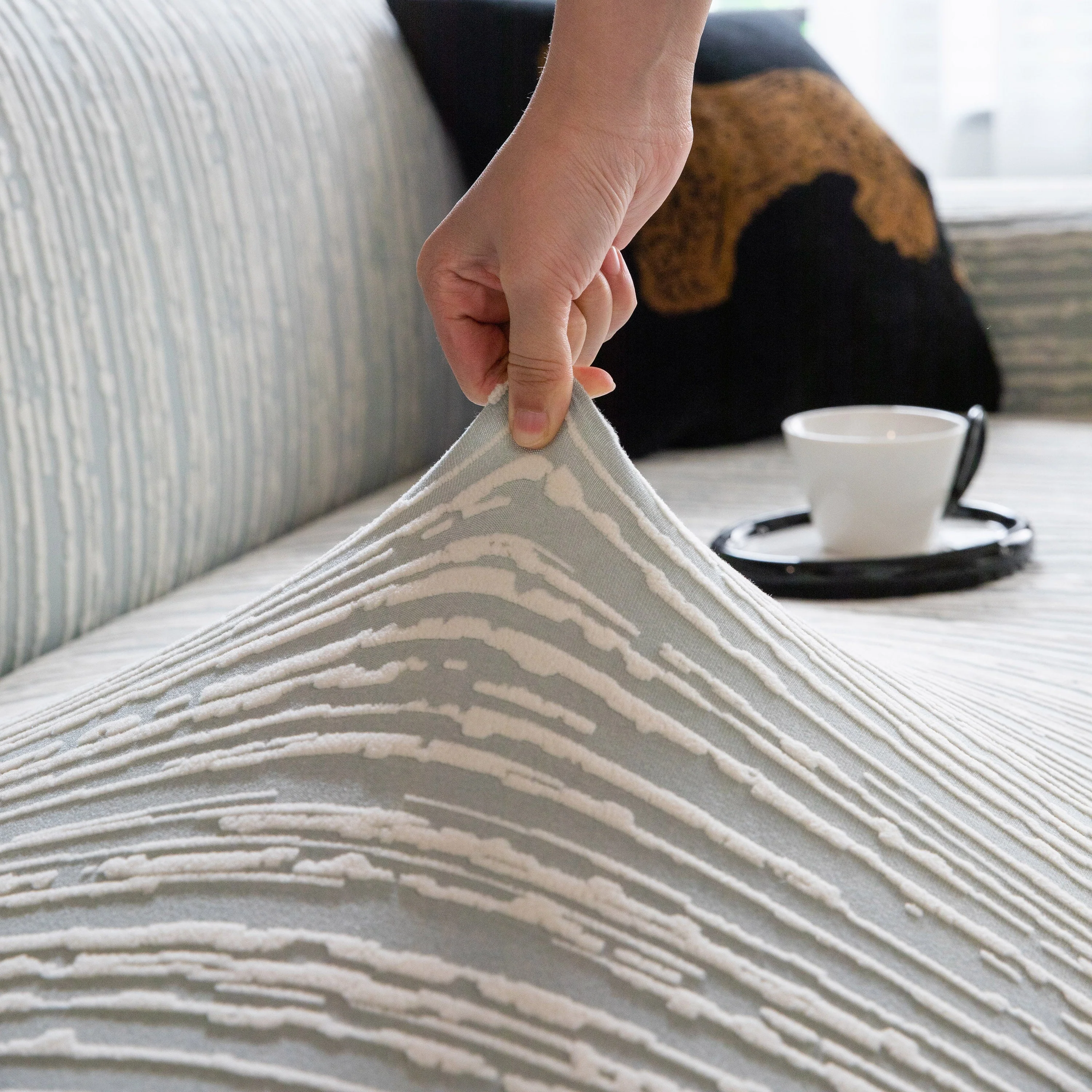 High Stretch Couch Slipcover with Abstract Stripe, Washable Non-Slip Cover for Dogs - Image 28