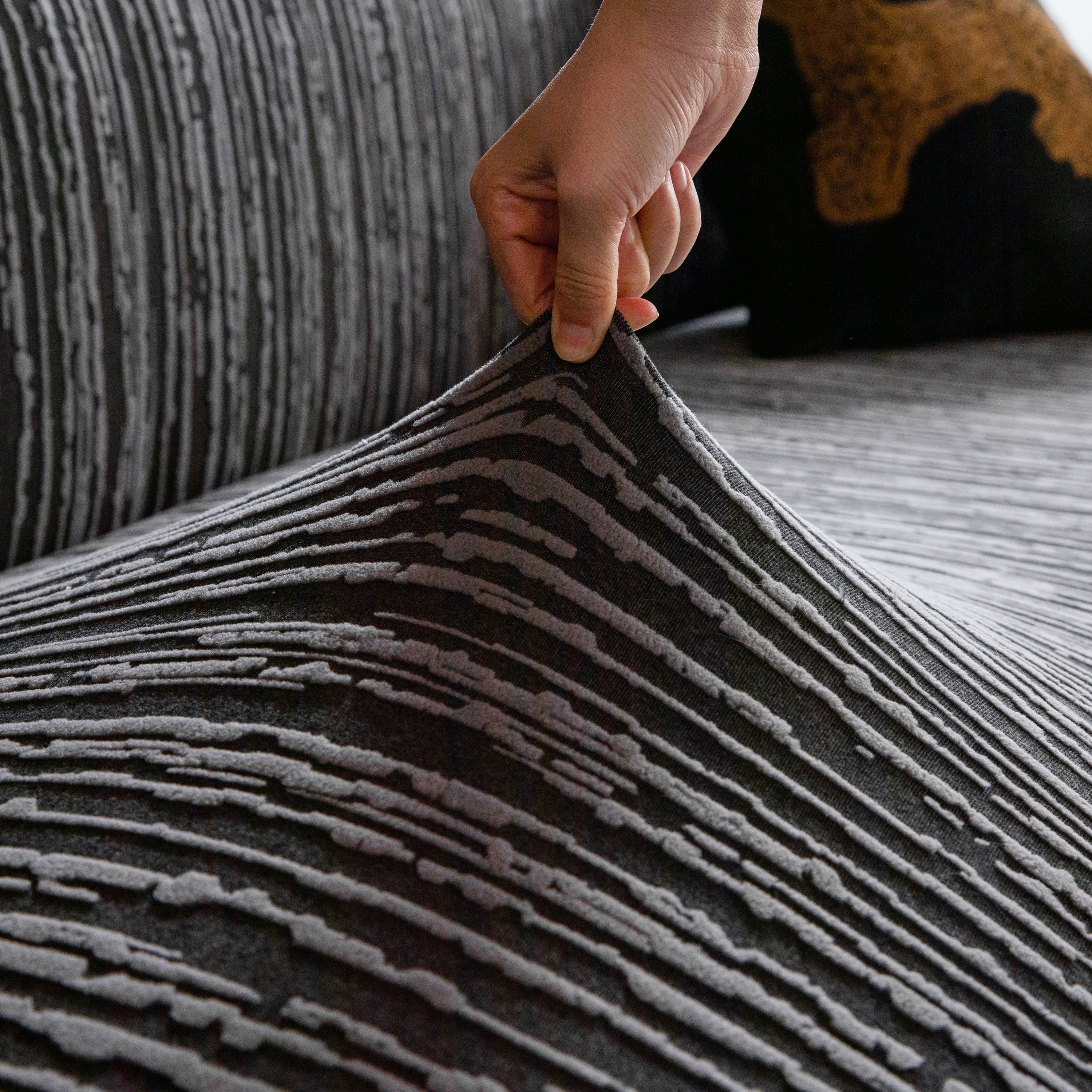 High Stretch Couch Slipcover with Abstract Stripe, Washable Non-Slip Cover for Dogs - Image 49