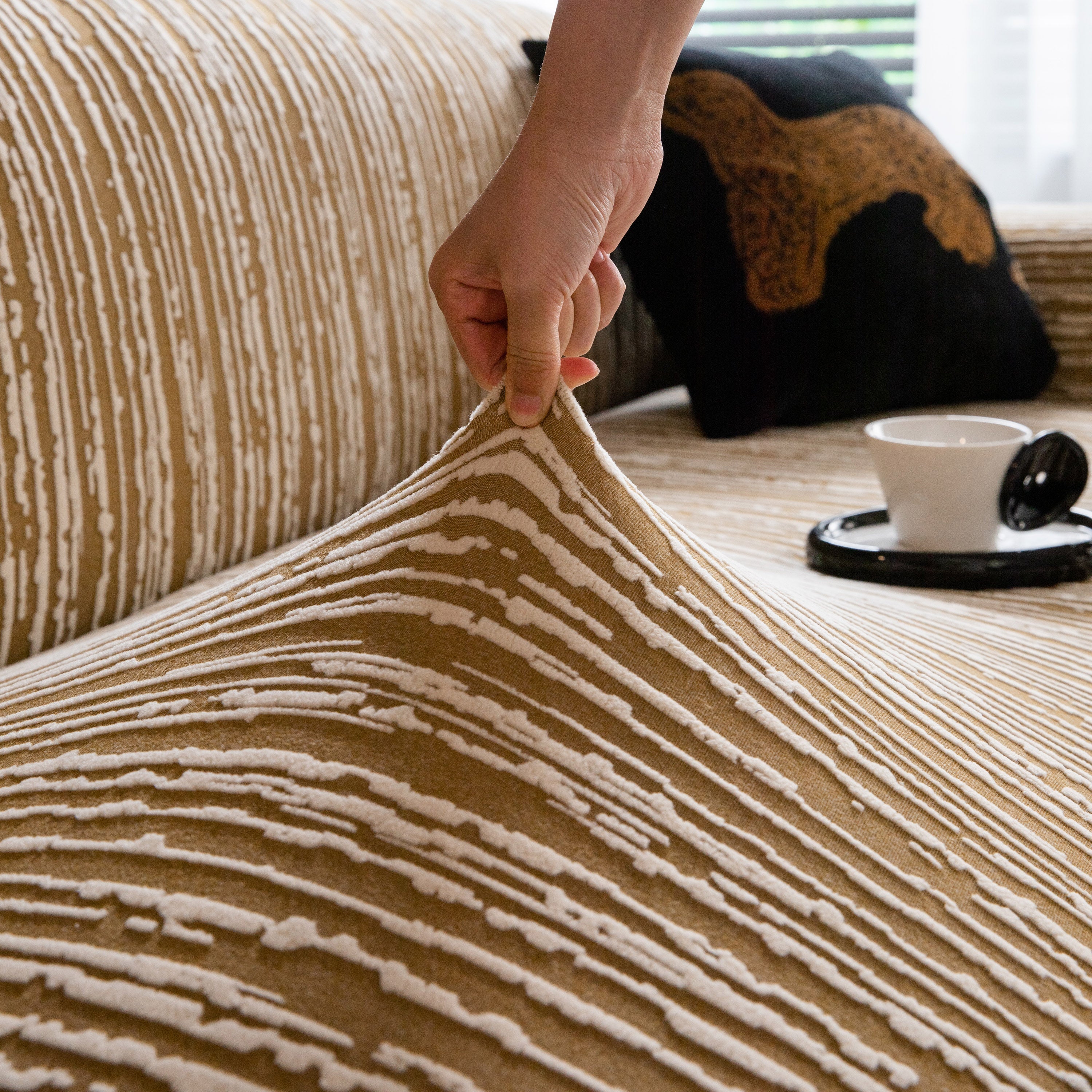 High Stretch Couch Slipcover with Abstract Stripe, Washable Non-Slip Cover for Dogs - Image 8