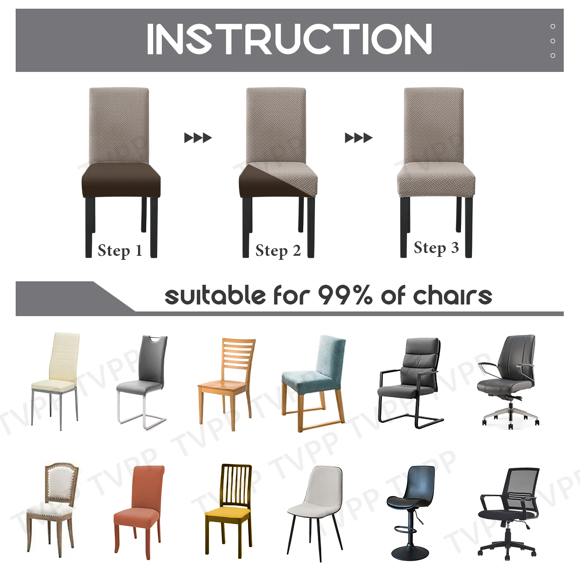 High Stretch Dining Chair Cover, 1/2/4/6pcs Jacquard Spandex Slipcover - Image 4