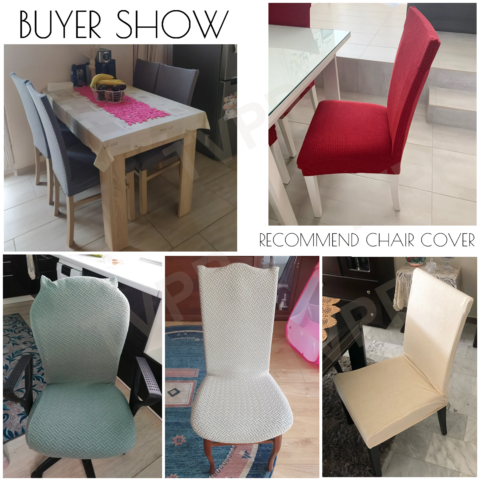 High Stretch Dining Chair Cover, 1/2/4/6pcs Jacquard Spandex Slipcover - Image 5
