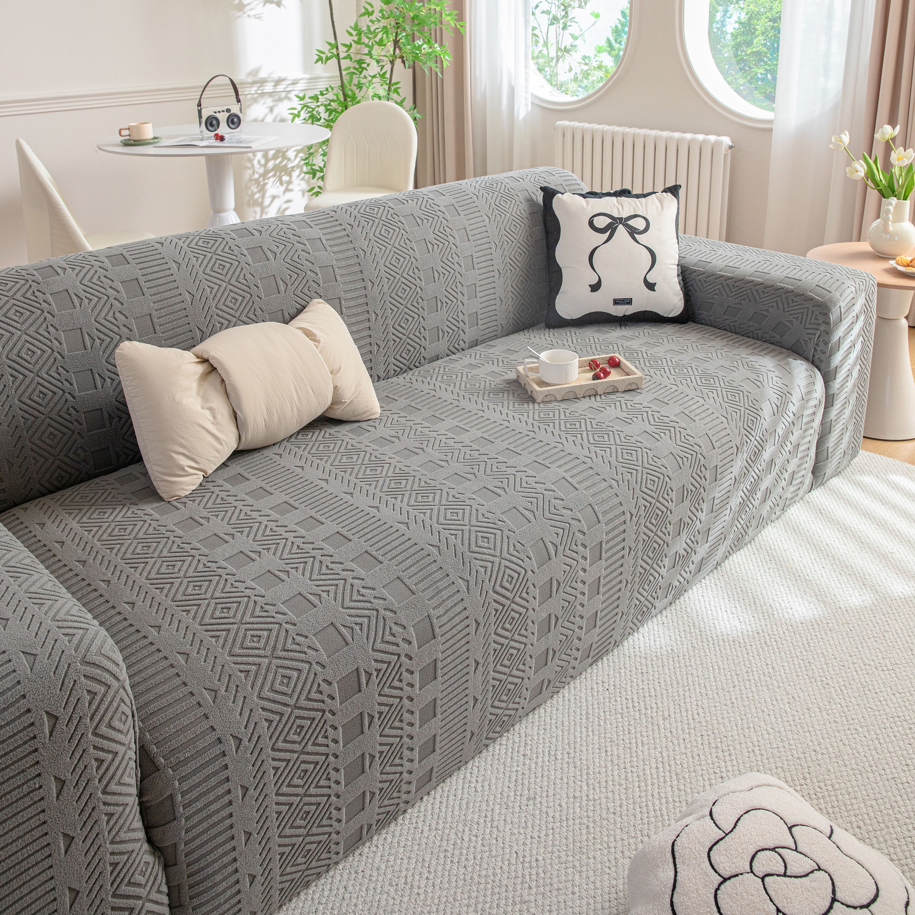 High Stretch Embossed Geometric Slipcover for Couch, Cozy Plush Fleece Couch Cover - Image 14