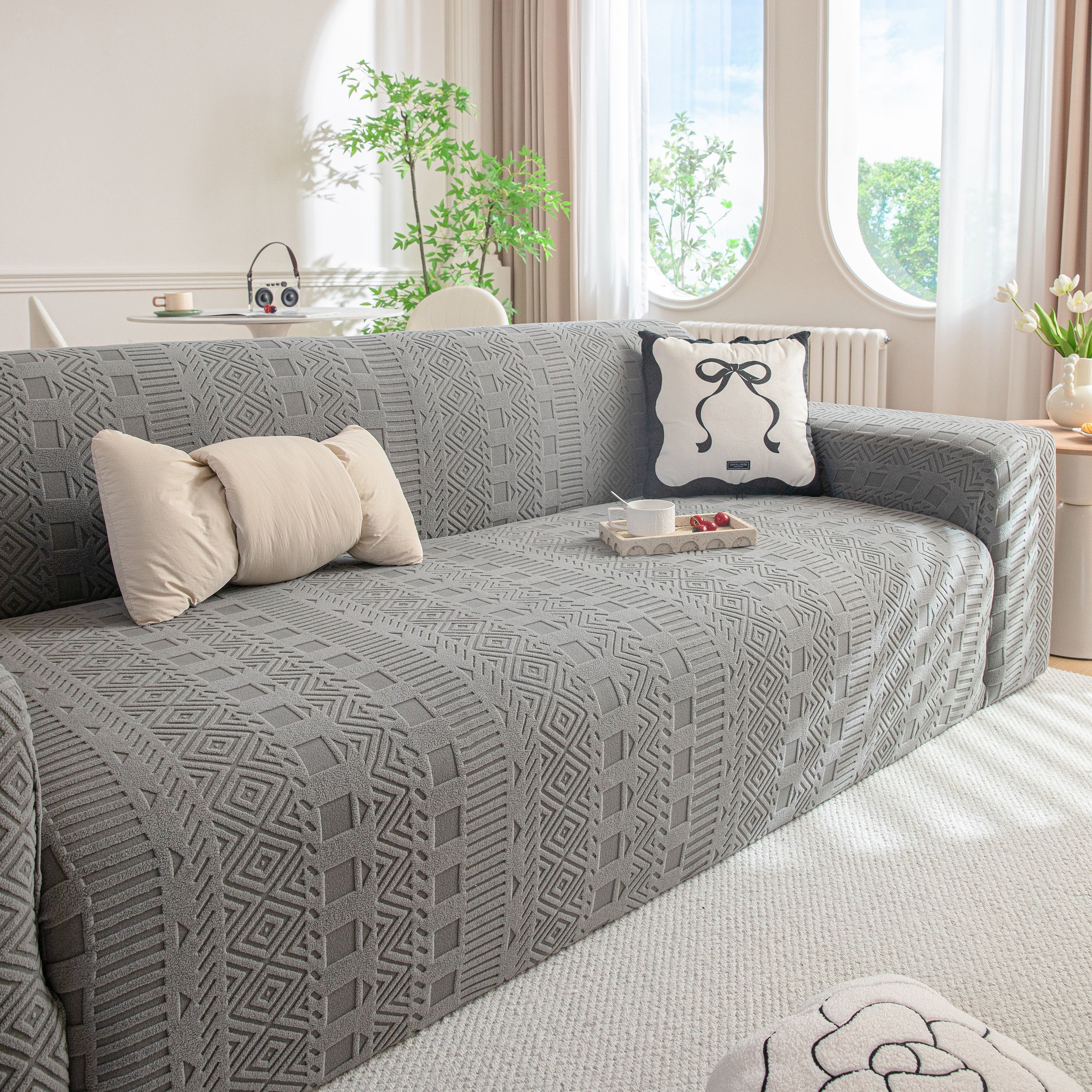 High Stretch Embossed Geometric Slipcover for Couch, Cozy Plush Fleece Couch Cover - Image 17