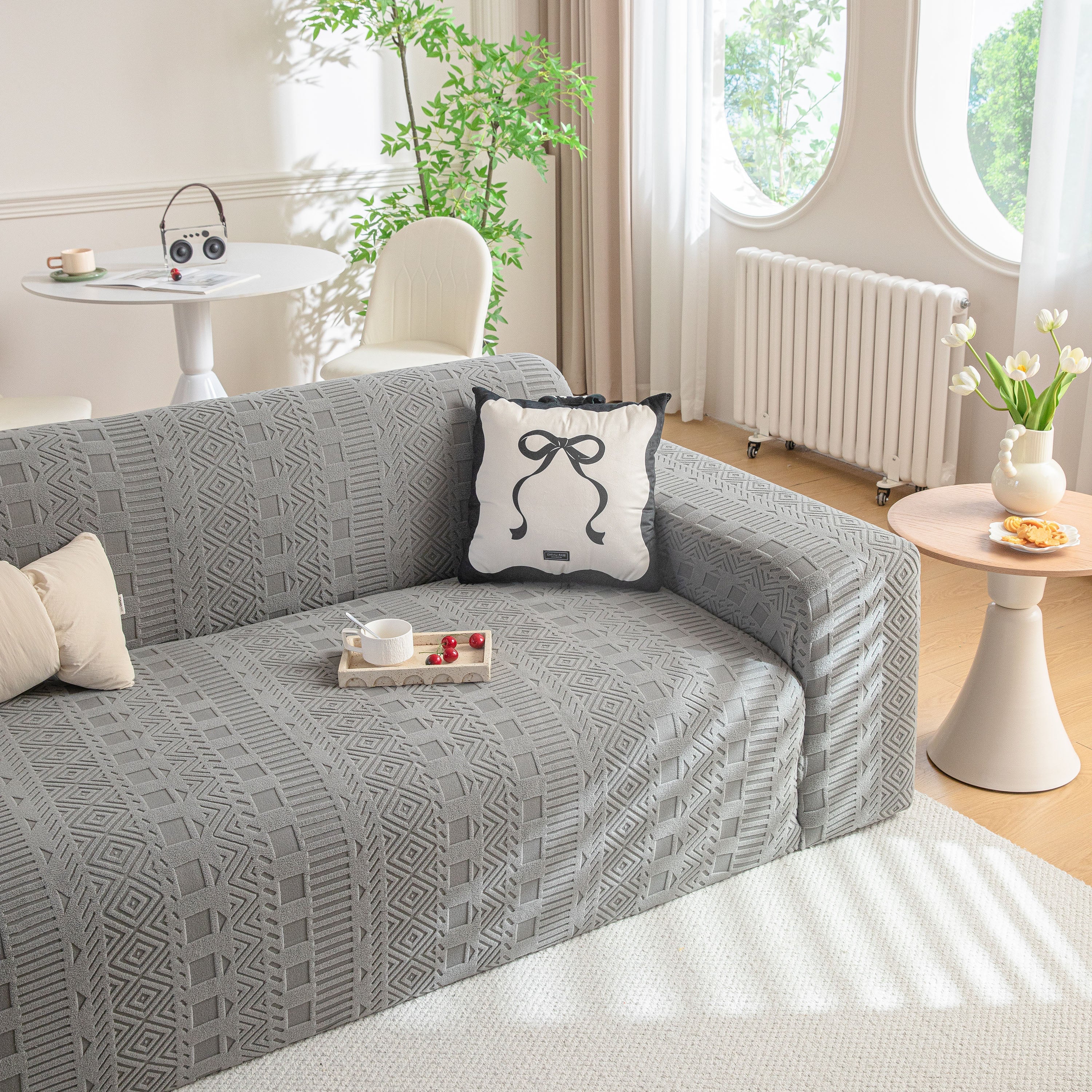 High Stretch Embossed Geometric Slipcover for Couch, Cozy Plush Fleece Couch Cover - Image 18