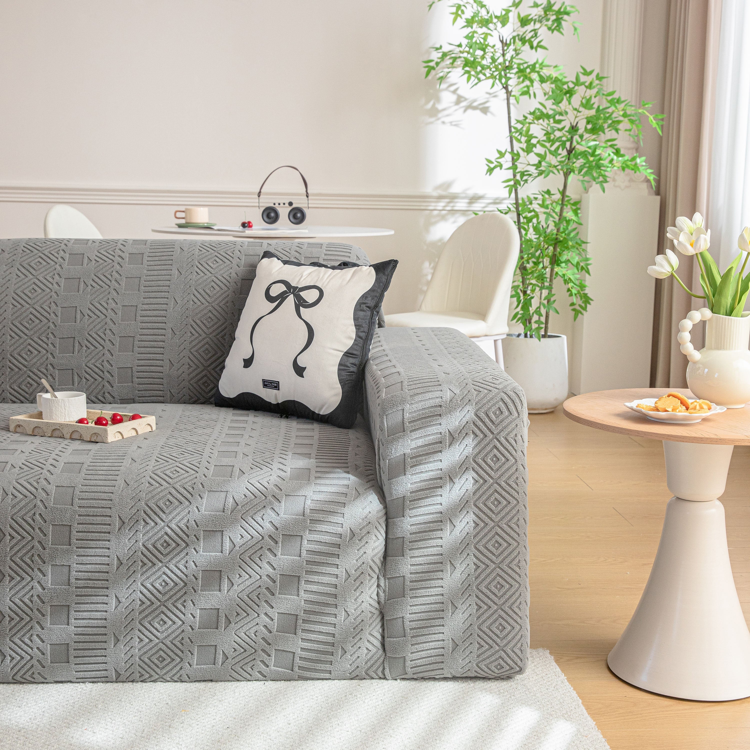 High Stretch Embossed Geometric Slipcover for Couch, Cozy Plush Fleece Couch Cover - Image 24