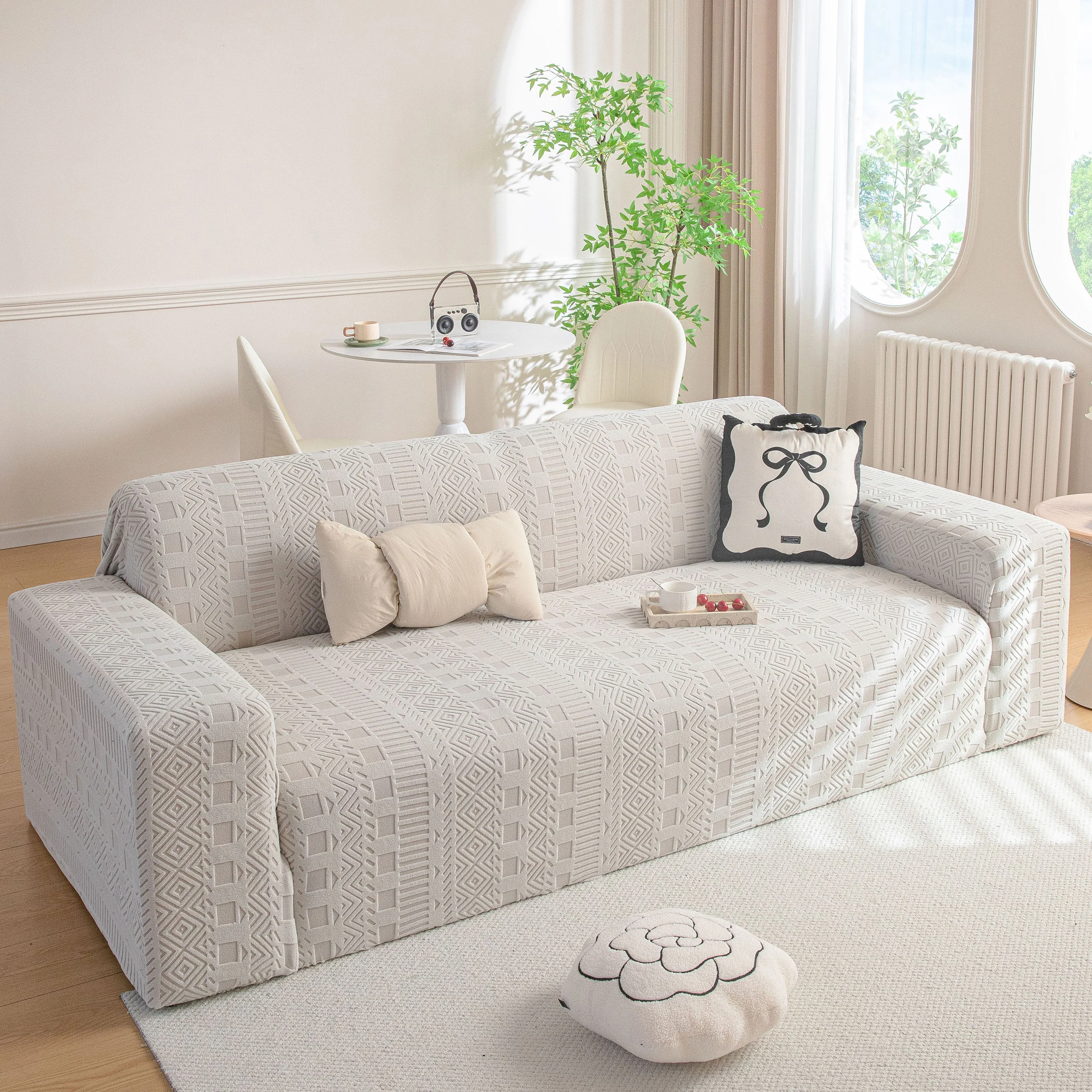 High Stretch Embossed Geometric Slipcover for Couch, Cozy Plush Fleece Couch Cover - Image 25
