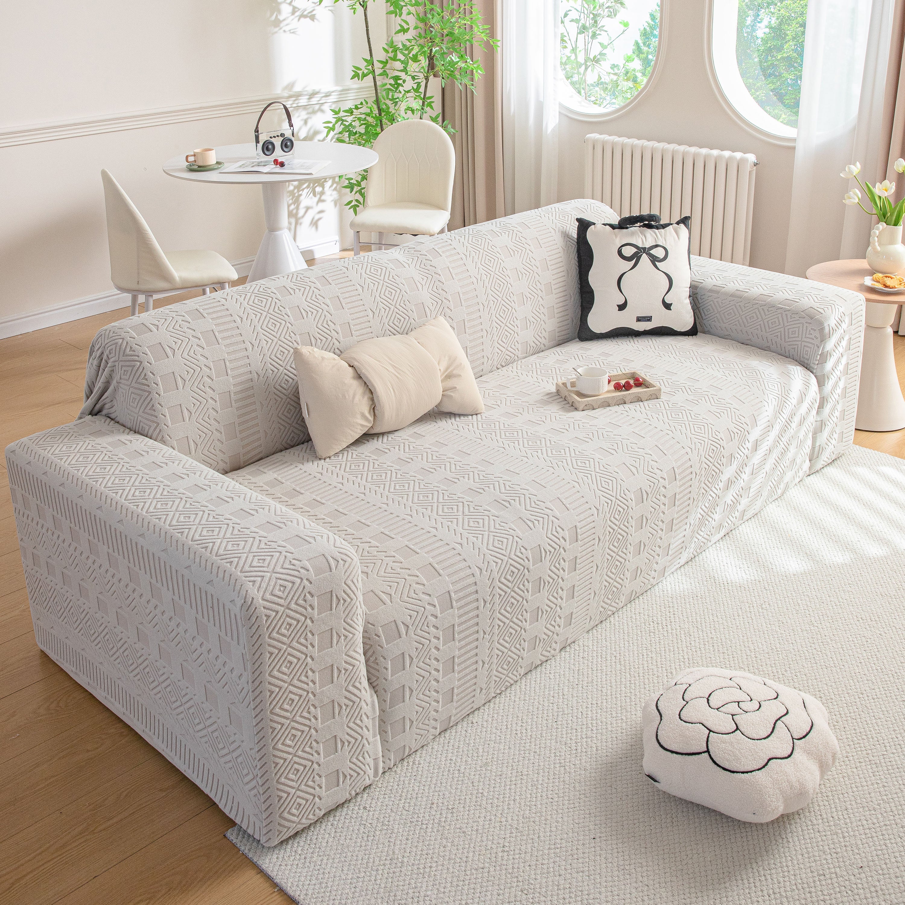 High Stretch Embossed Geometric Slipcover for Couch, Cozy Plush Fleece Couch Cover - Image 28