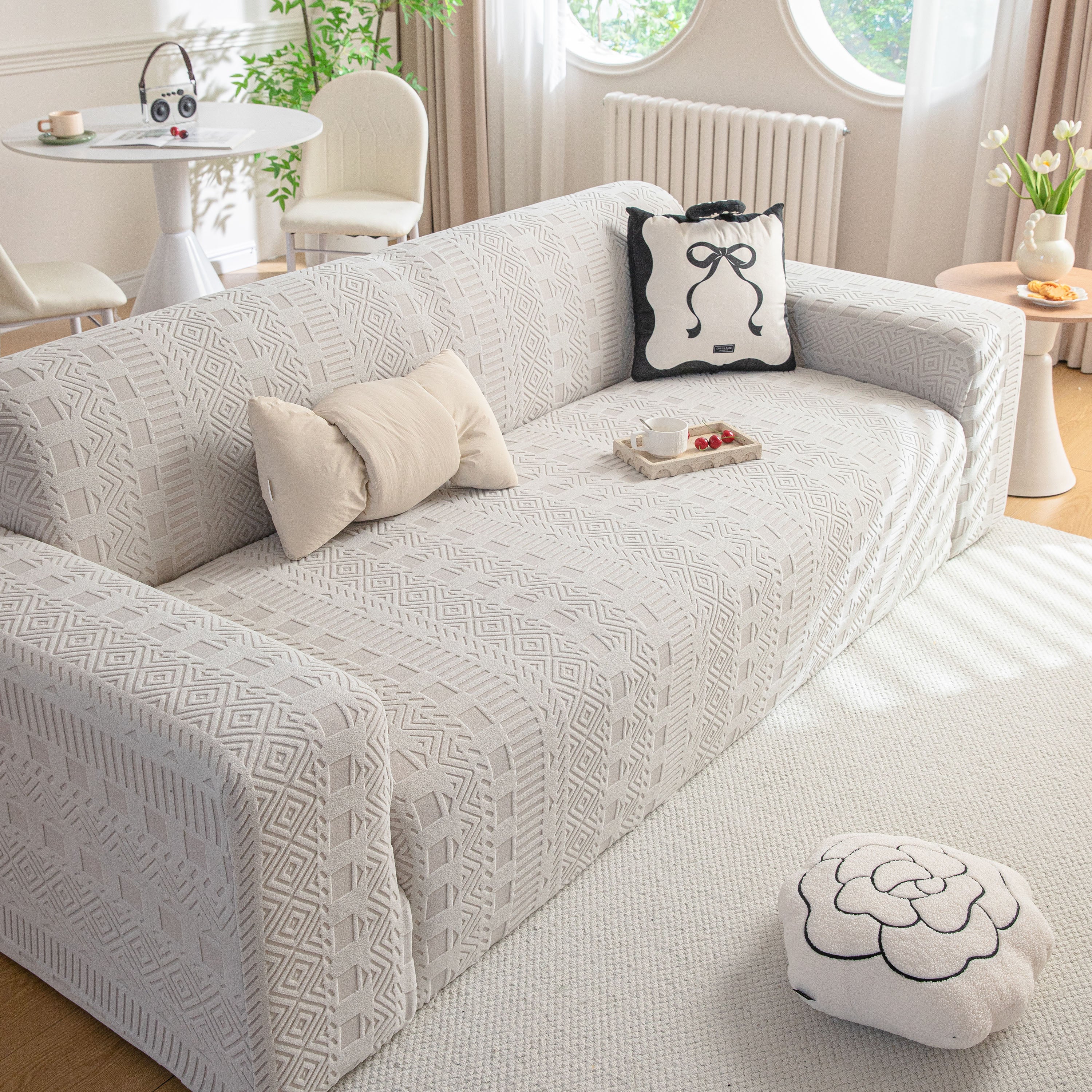 High Stretch Embossed Geometric Slipcover for Couch, Cozy Plush Fleece Couch Cover - Image 29
