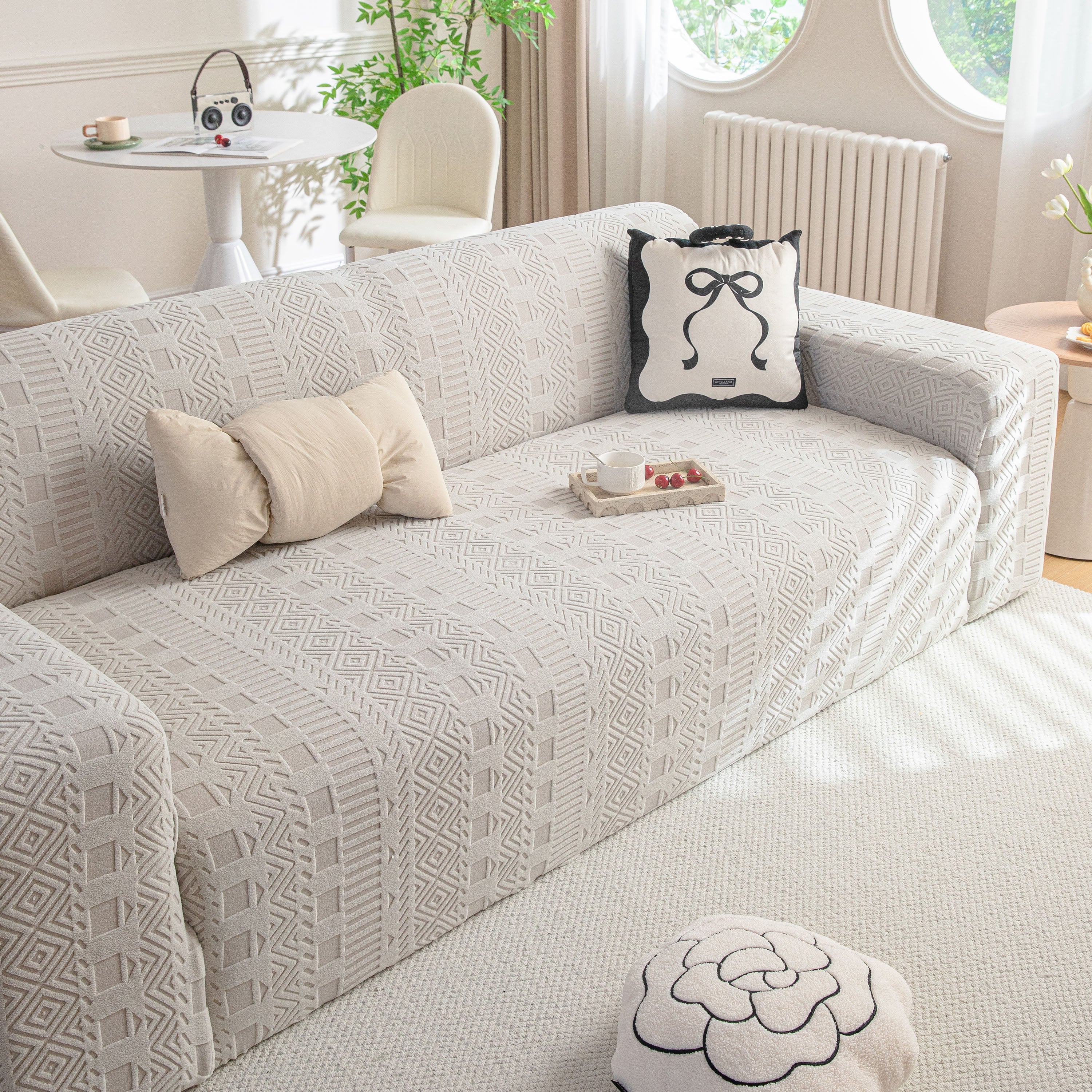 High Stretch Embossed Geometric Slipcover for Couch, Cozy Plush Fleece Couch Cover - Image 30
